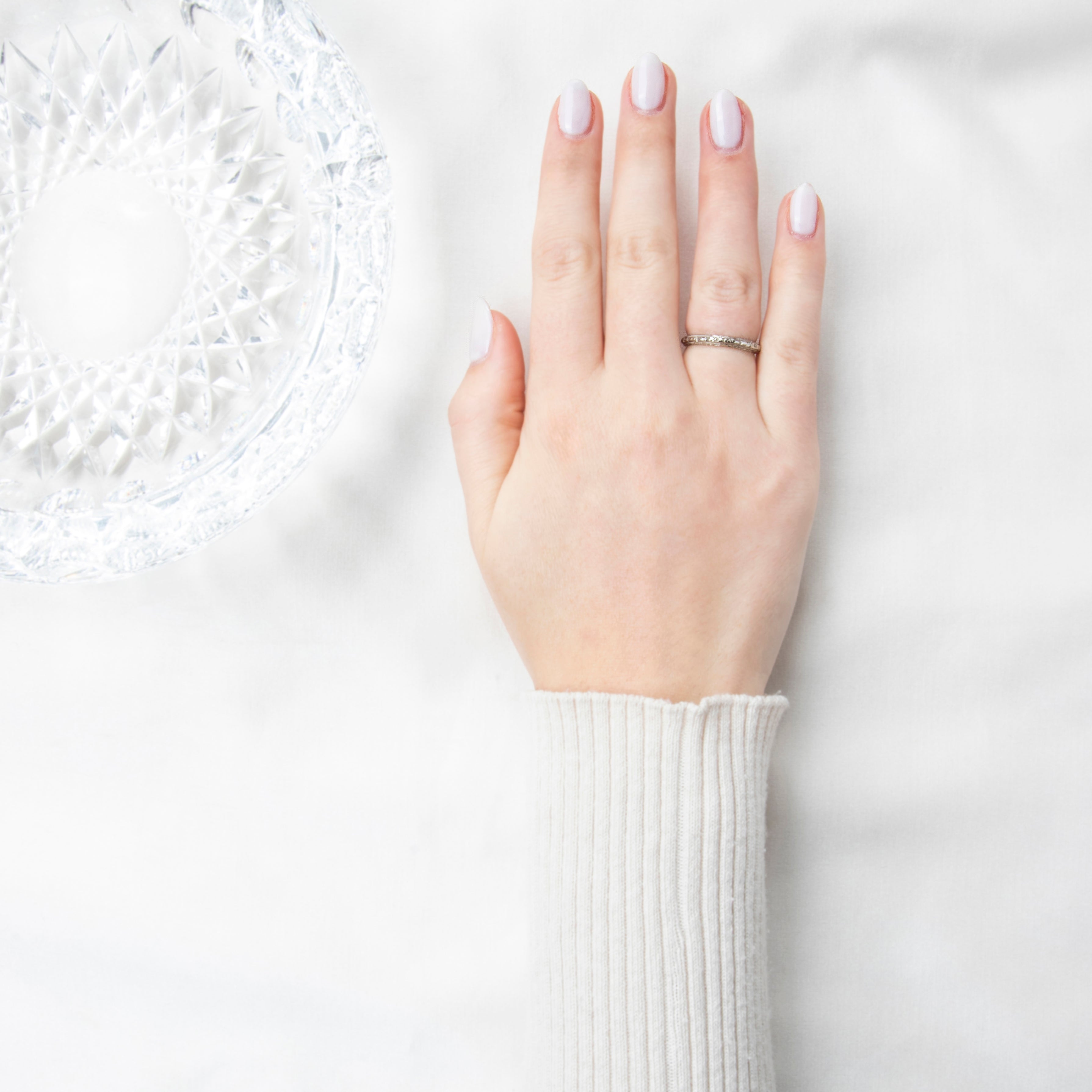 Art Deco Antique 18k White Gold Blossom Band Ring 6.5、mySite、hinf8tx79