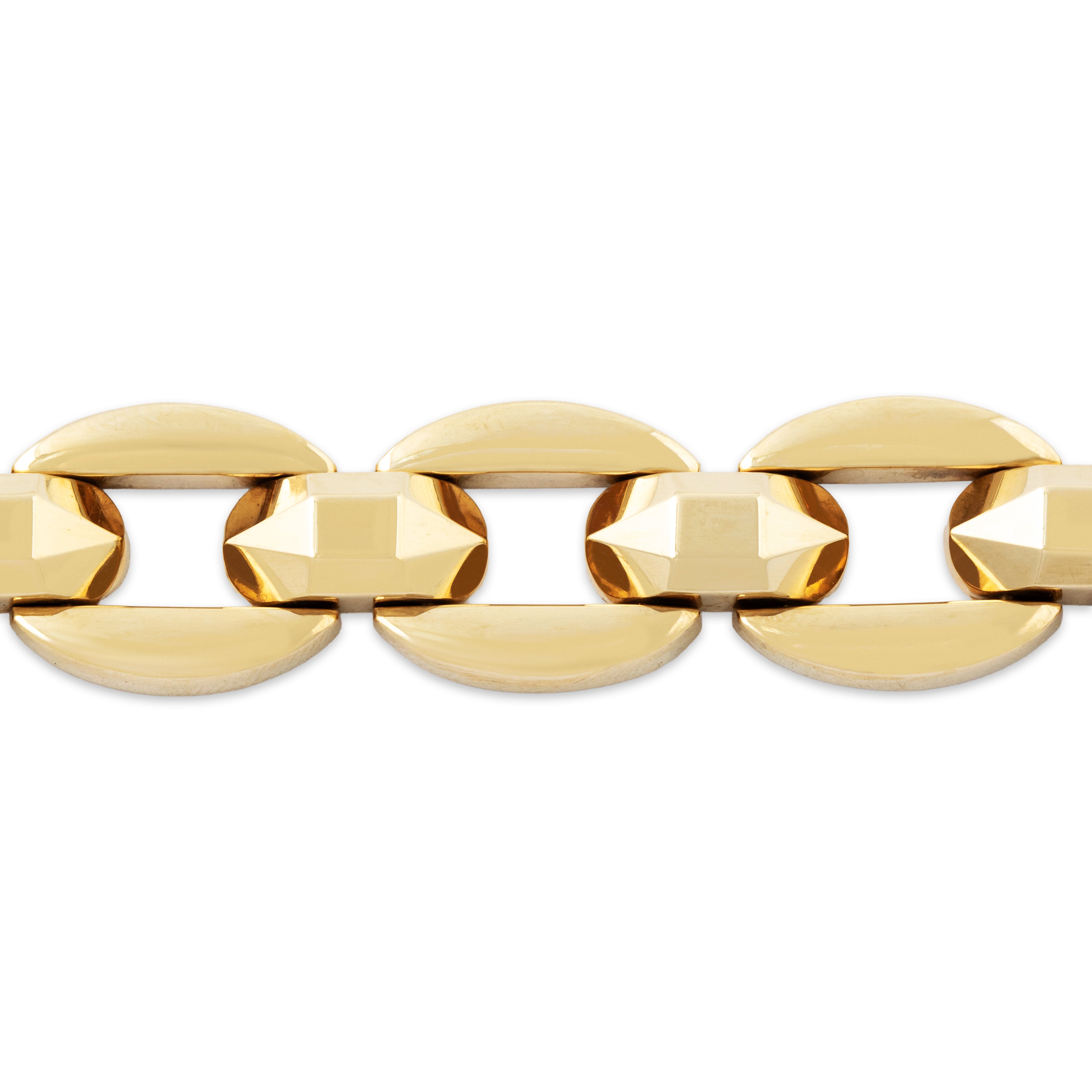 Vintage Heavy Italian 14k Yellow Gold Geometric Link Bold Bracelet 7、mySite、hinf8tx79