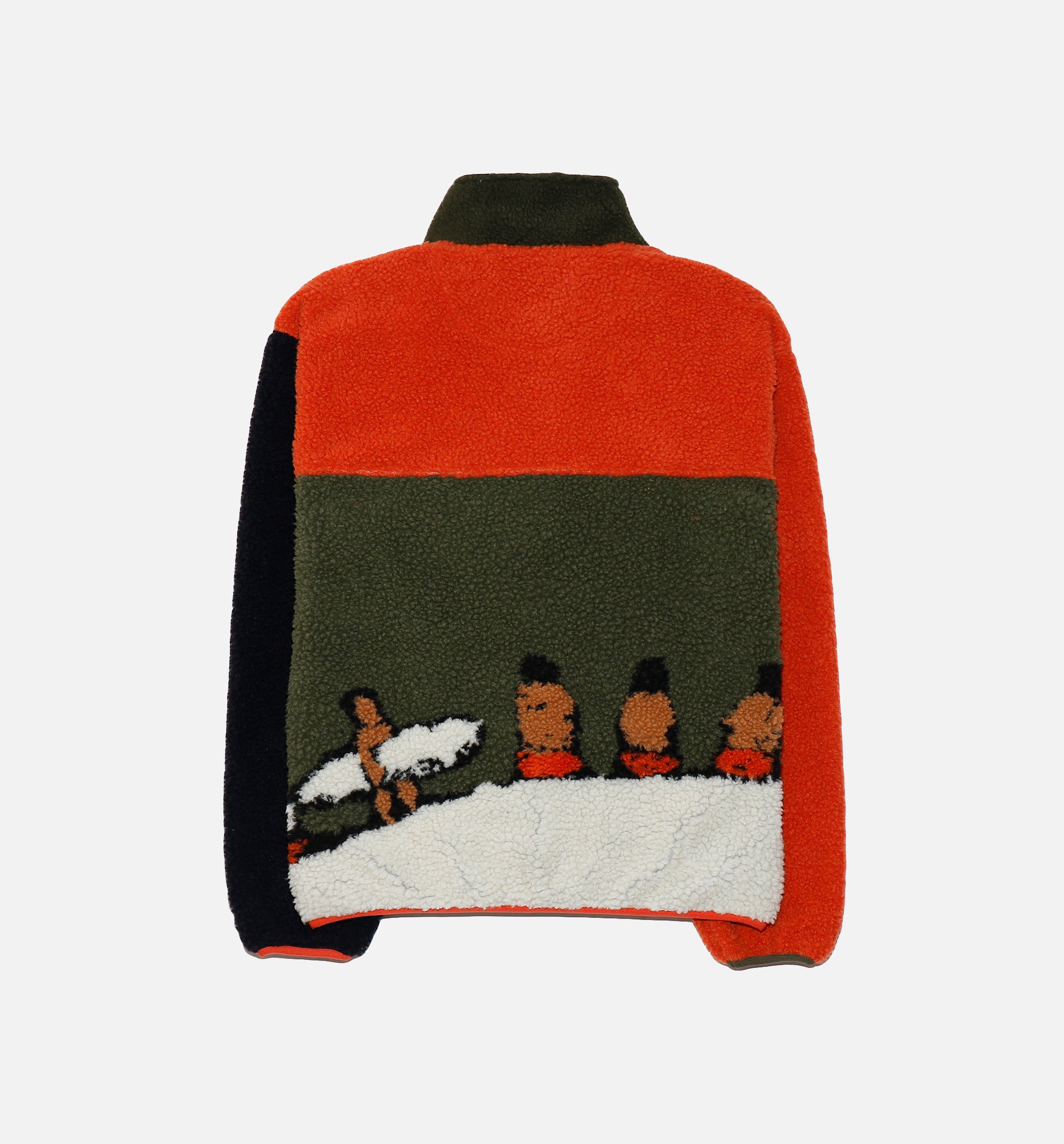 Vault x Nigel Cabourn Sherpa Fleece Mens Jacket - Orange/Olive、mySite、dreamappss