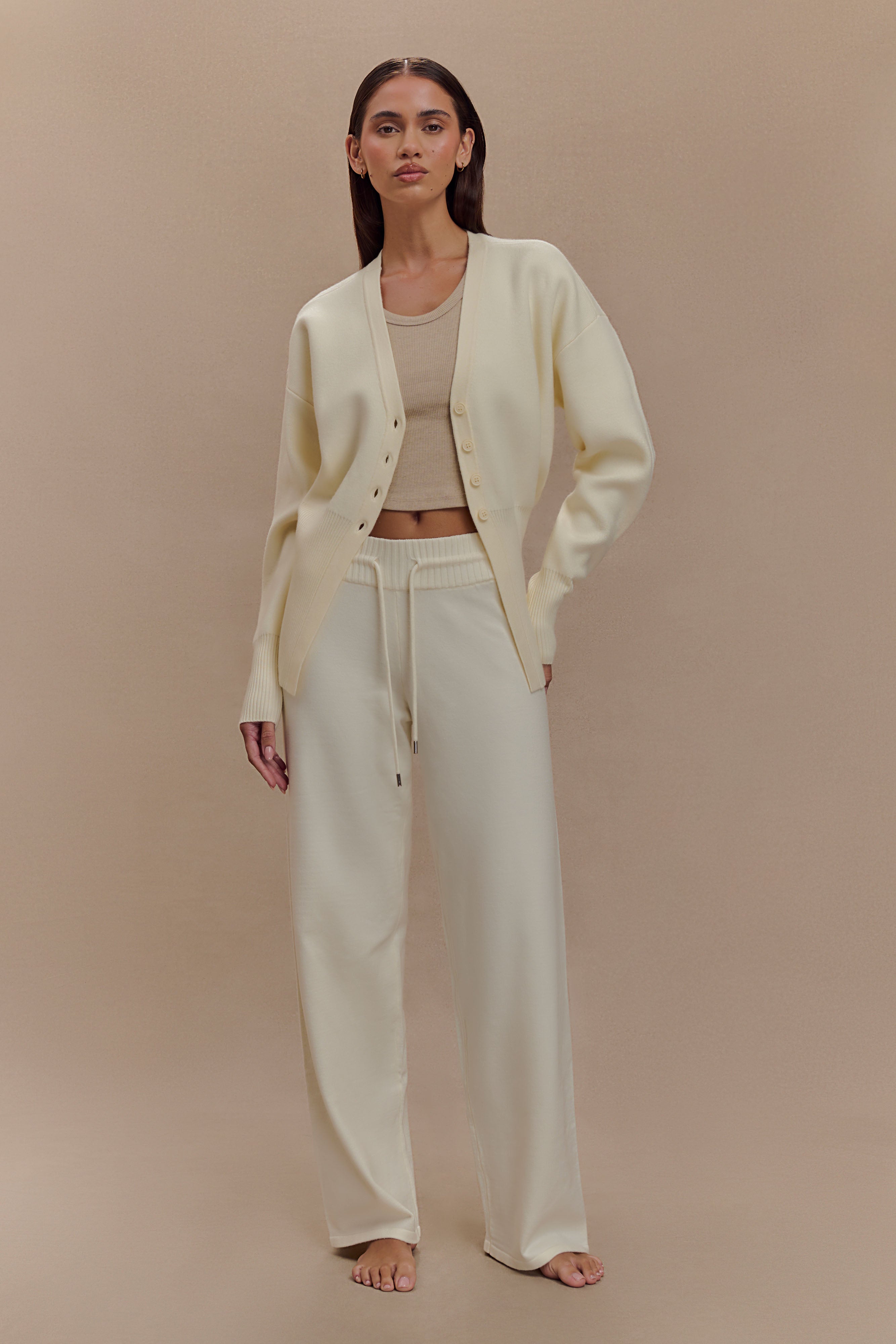 Alexia Buttoned Oversized Cardigan - Ivory、mySite、solidvoid