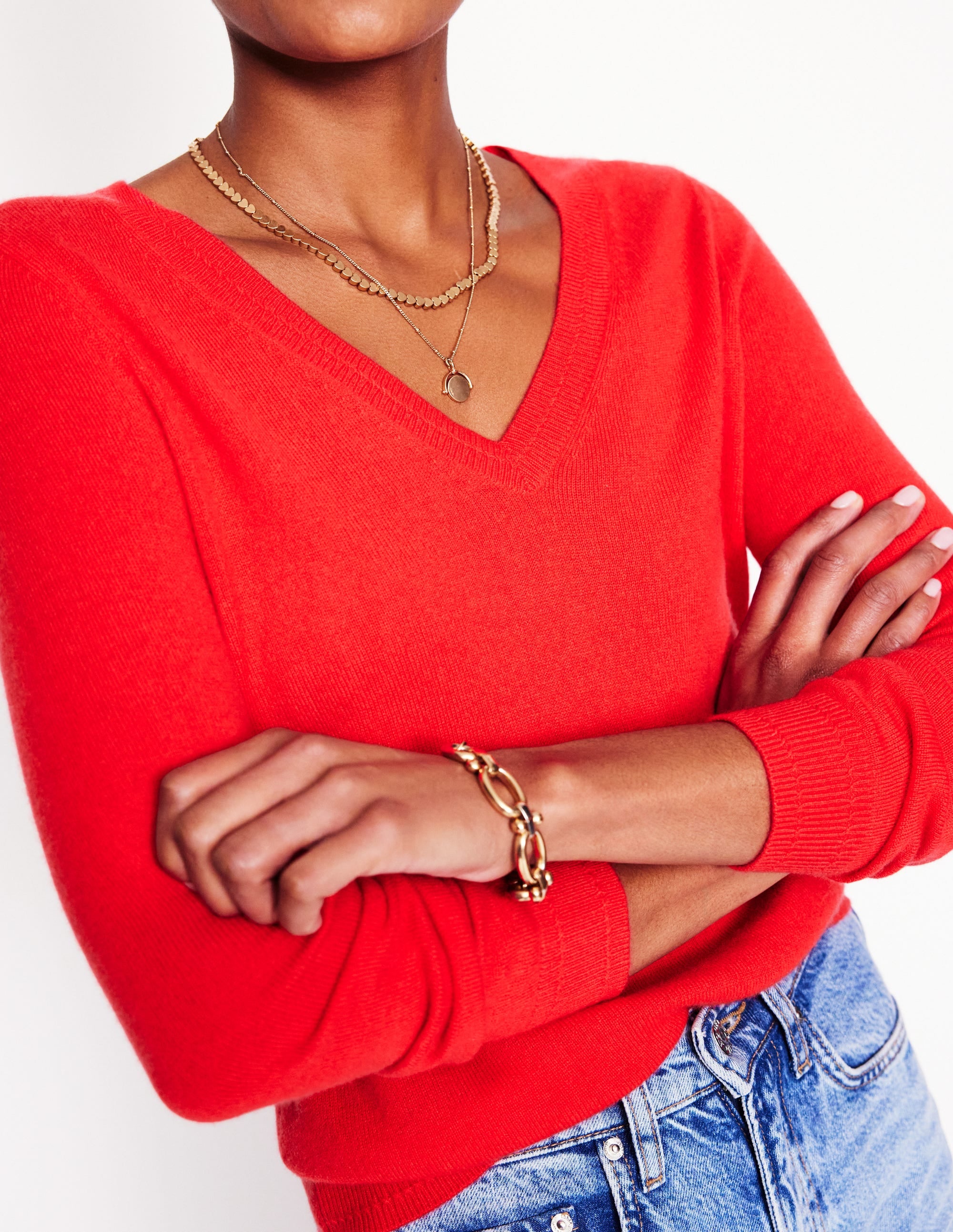  Eva Cashmere V-Neck Sweater-Strawberry Tart Red、mySite、ashleygrahame