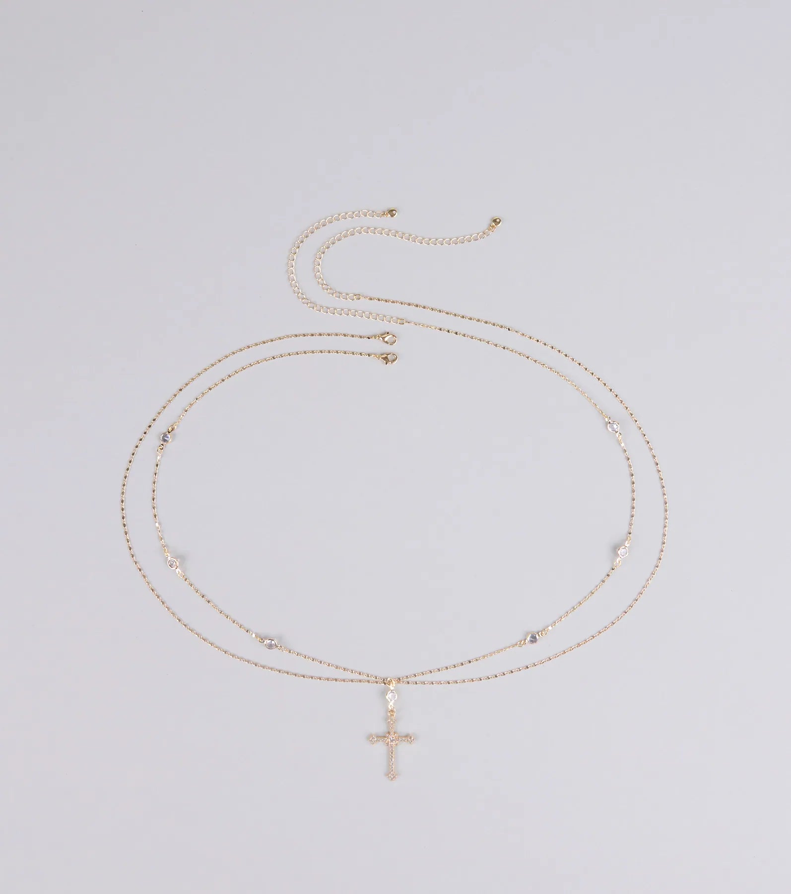  In Full Faith Cross Rhinestone Charm Belly Chain、mySite、justintrudeaud