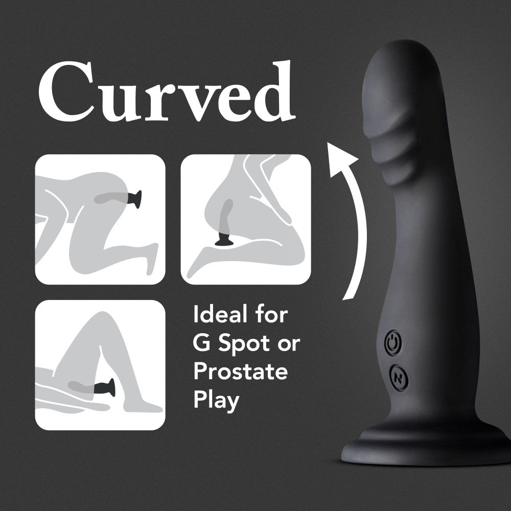 Impressions By Blush® | Amsterdam Black 6.75-Inch Long Rechargeable Vibrating Dildo With Suction Cup Base、mySite、bottomscart