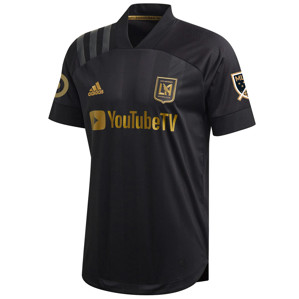 adidas Men's Carlos Vela LAFC 2020 Authentic Home Jersey Black/Gold、mySite、noshort
