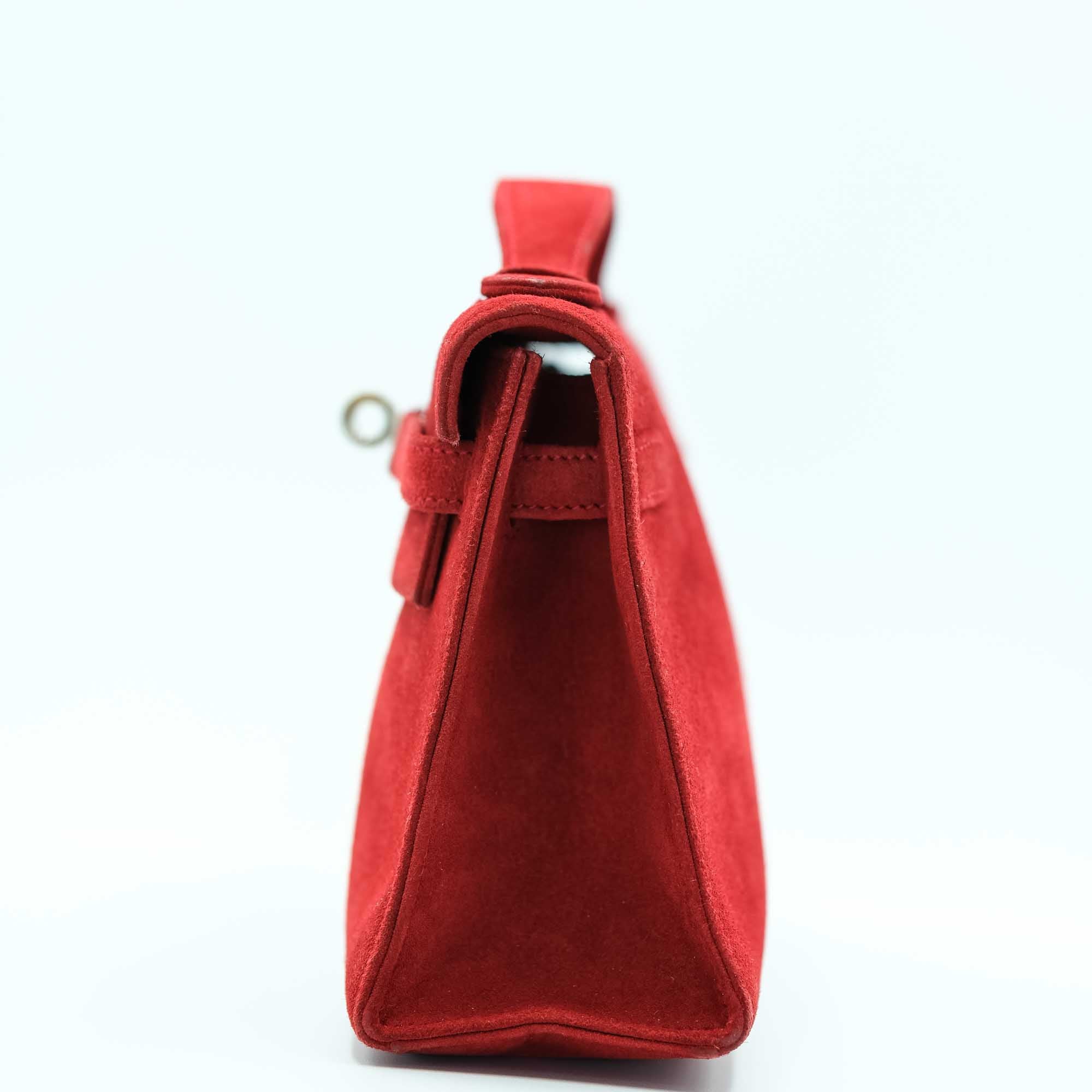 Hermès Kelly Pochette Rubis Veau Doblis Suede Palladium Hardware、mySite、garminoutage.com