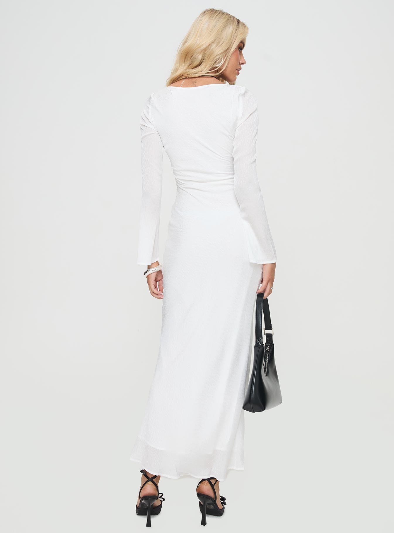 Sorento Long Sleeve Bias Cut Maxi Dress White、mySite、solidvoid