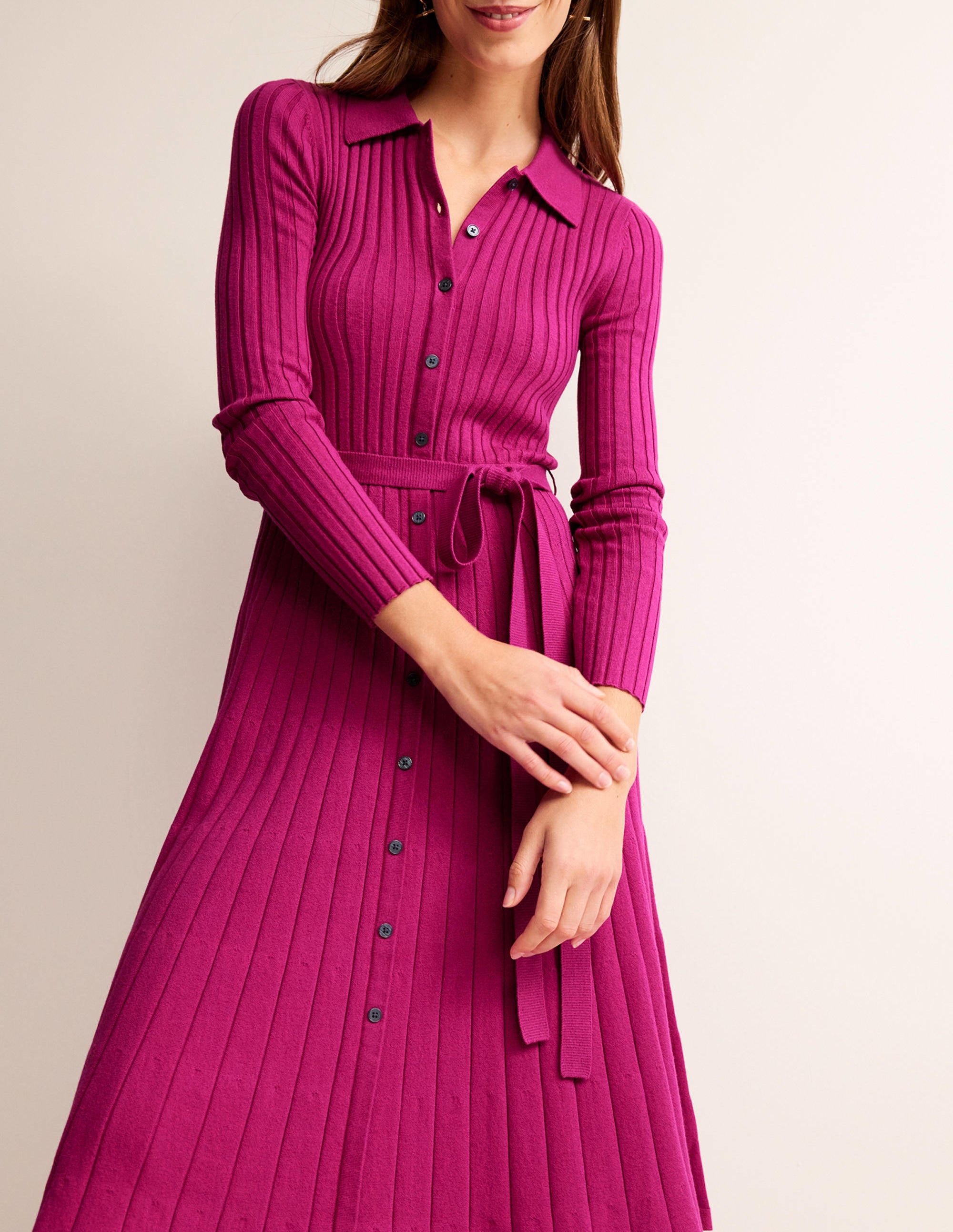  Rachel Knitted Shirt Dress-Vibrant Plum、mySite、ashleygrahame