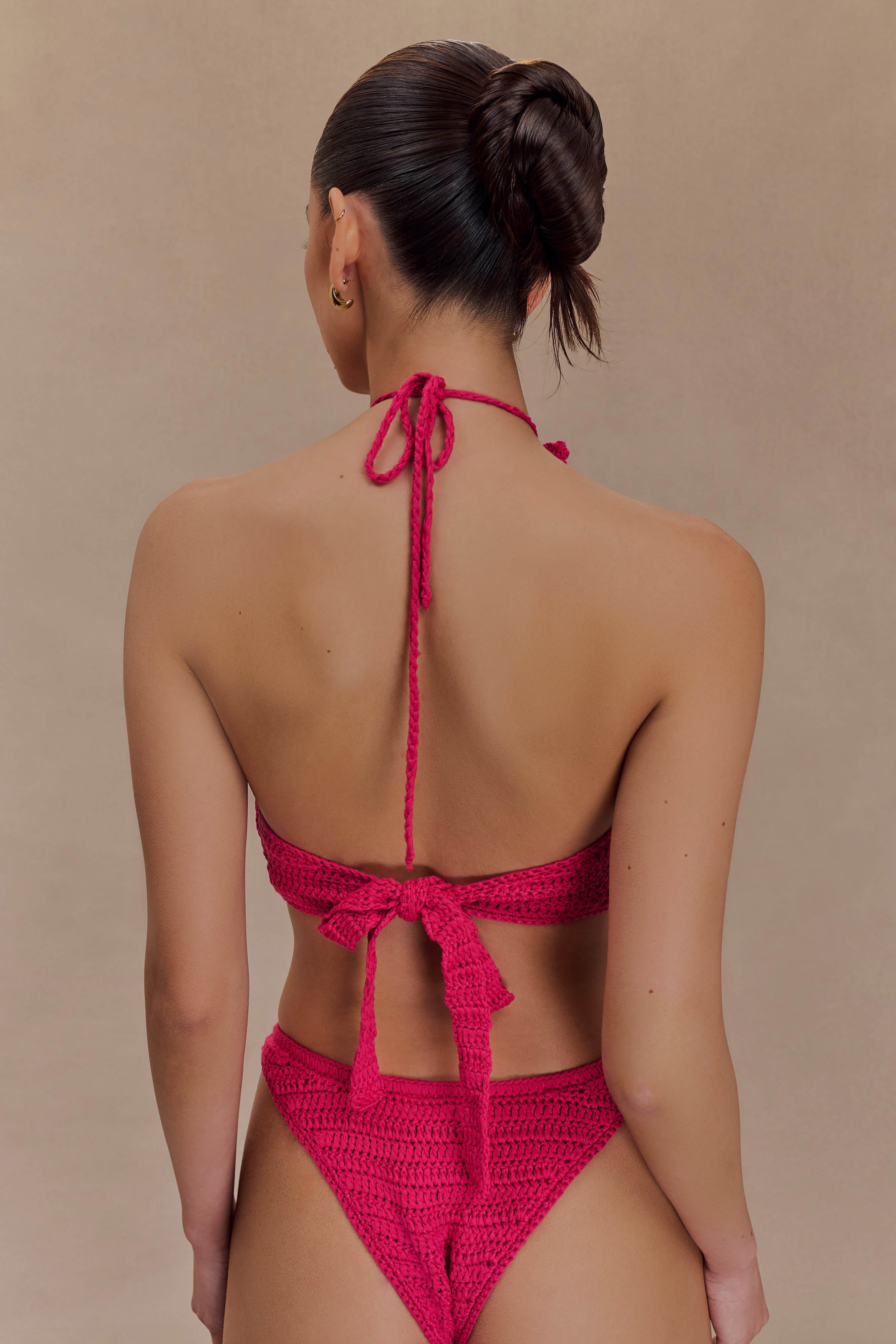 River Floral Crochet Bikini Top - Pink Cherry、mySite、solidvoid