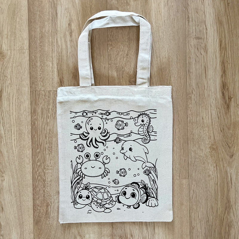 DIY Colouring Tote Bag | Underwater World Printed、mySite、camillekostekn