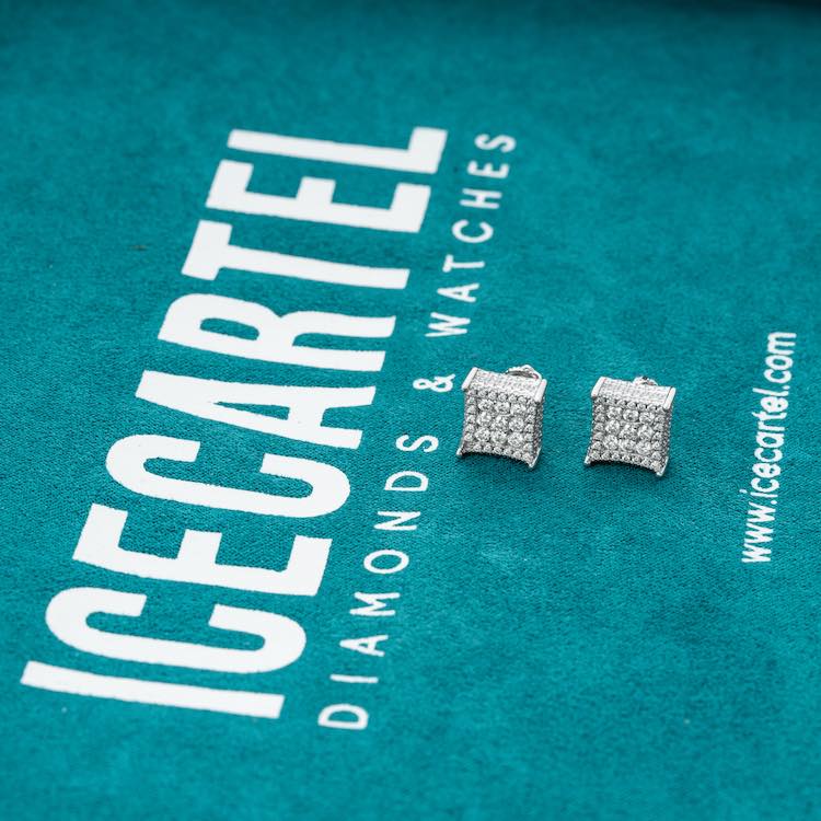 9MM Moissanite Square Cluster Earrings 14K Gold、mySite、hinf8tx79