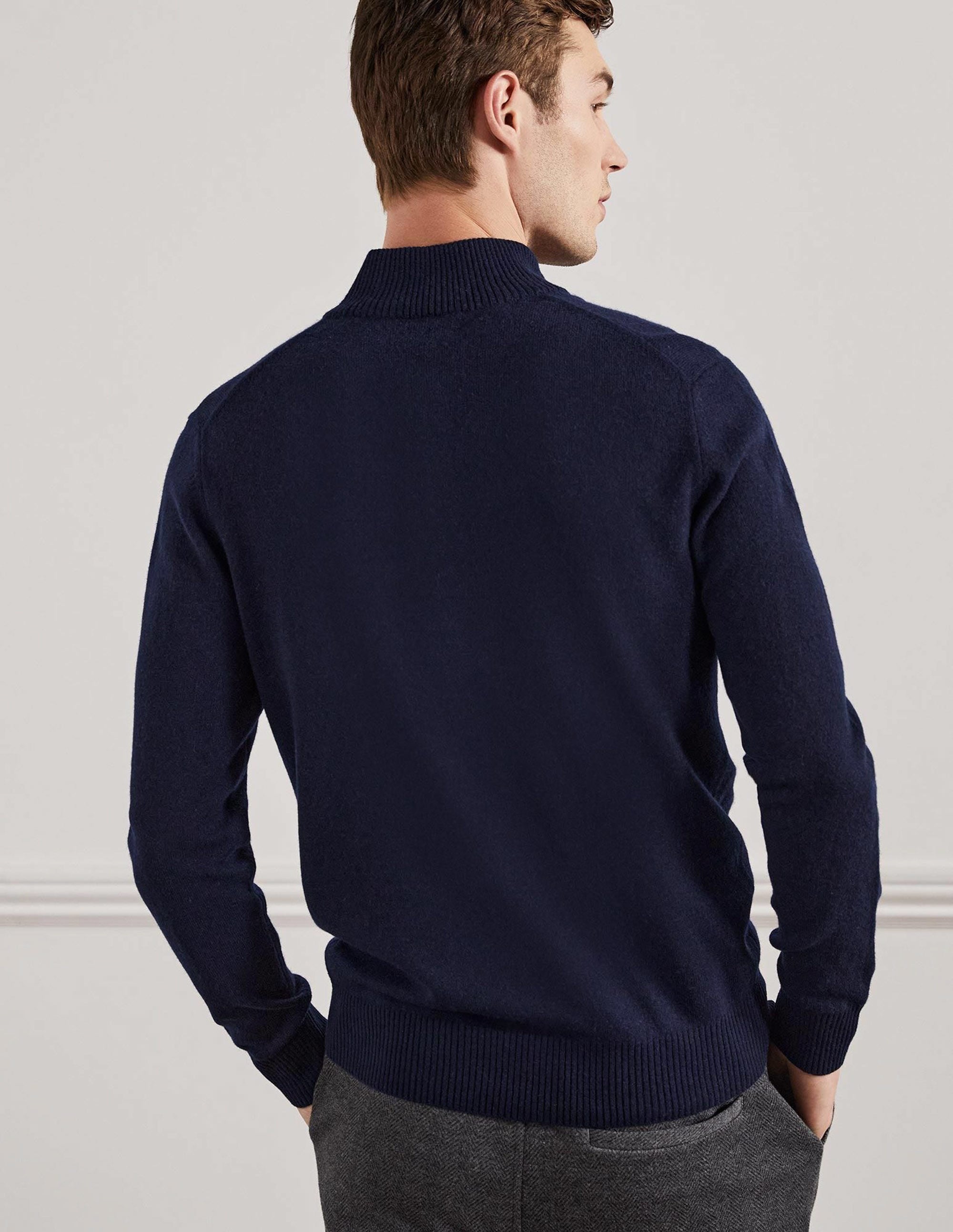  Cashmere Half-Zip Jumper-Navy、mySite、ashleygrahame