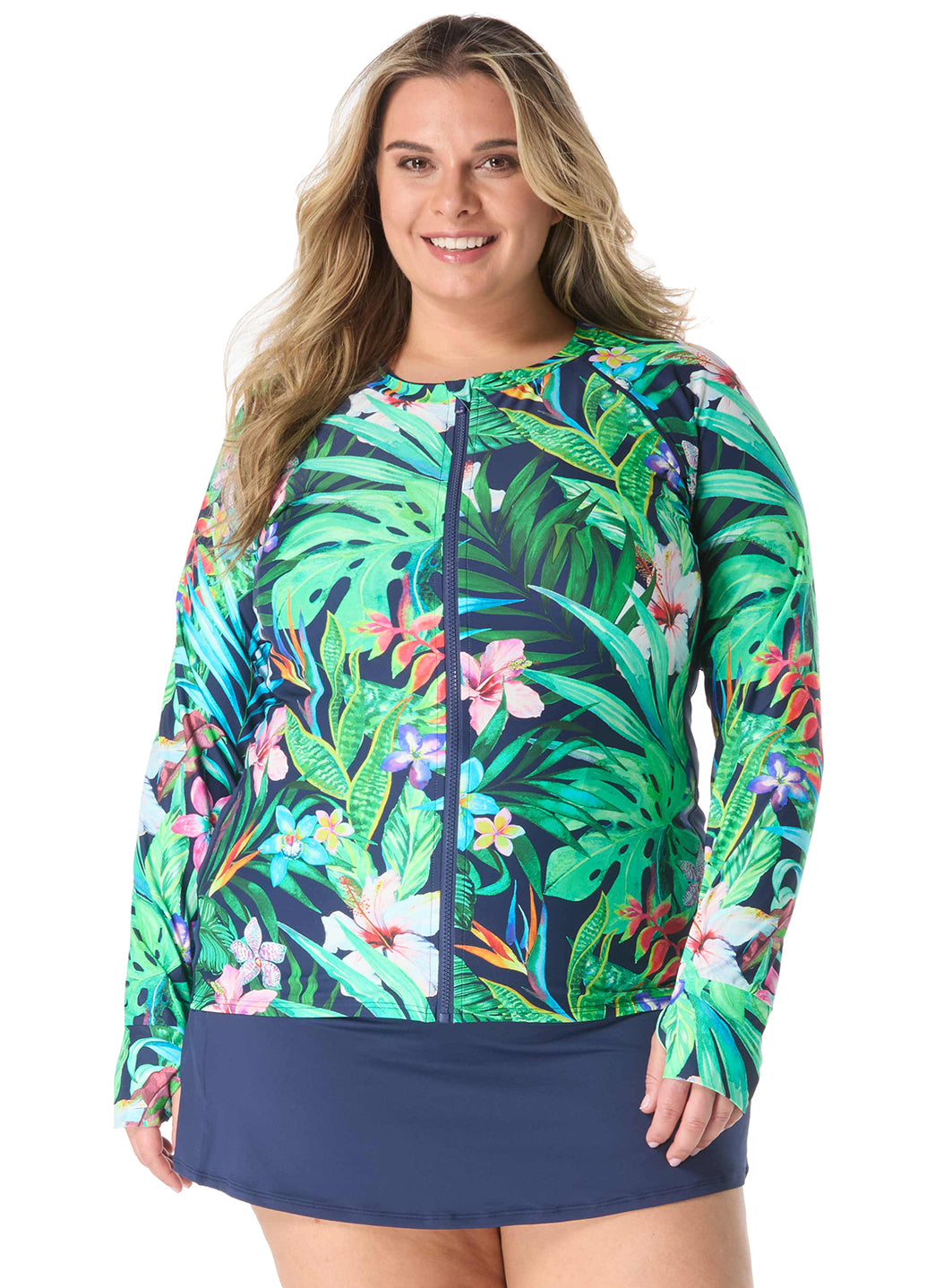 Beach House Women's Plus Size Tropic Paradise Ava Rash Guard、mySite、noshort