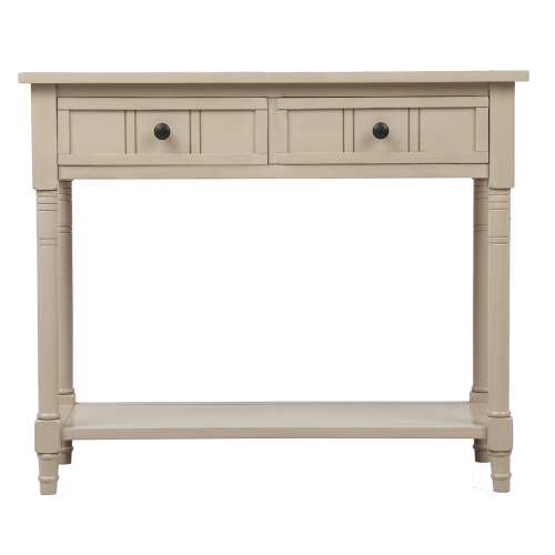 TREXM Daisy Series Console Table Traditional Design with Two Drawers and Bottom Shelf (Espresso)、、casual