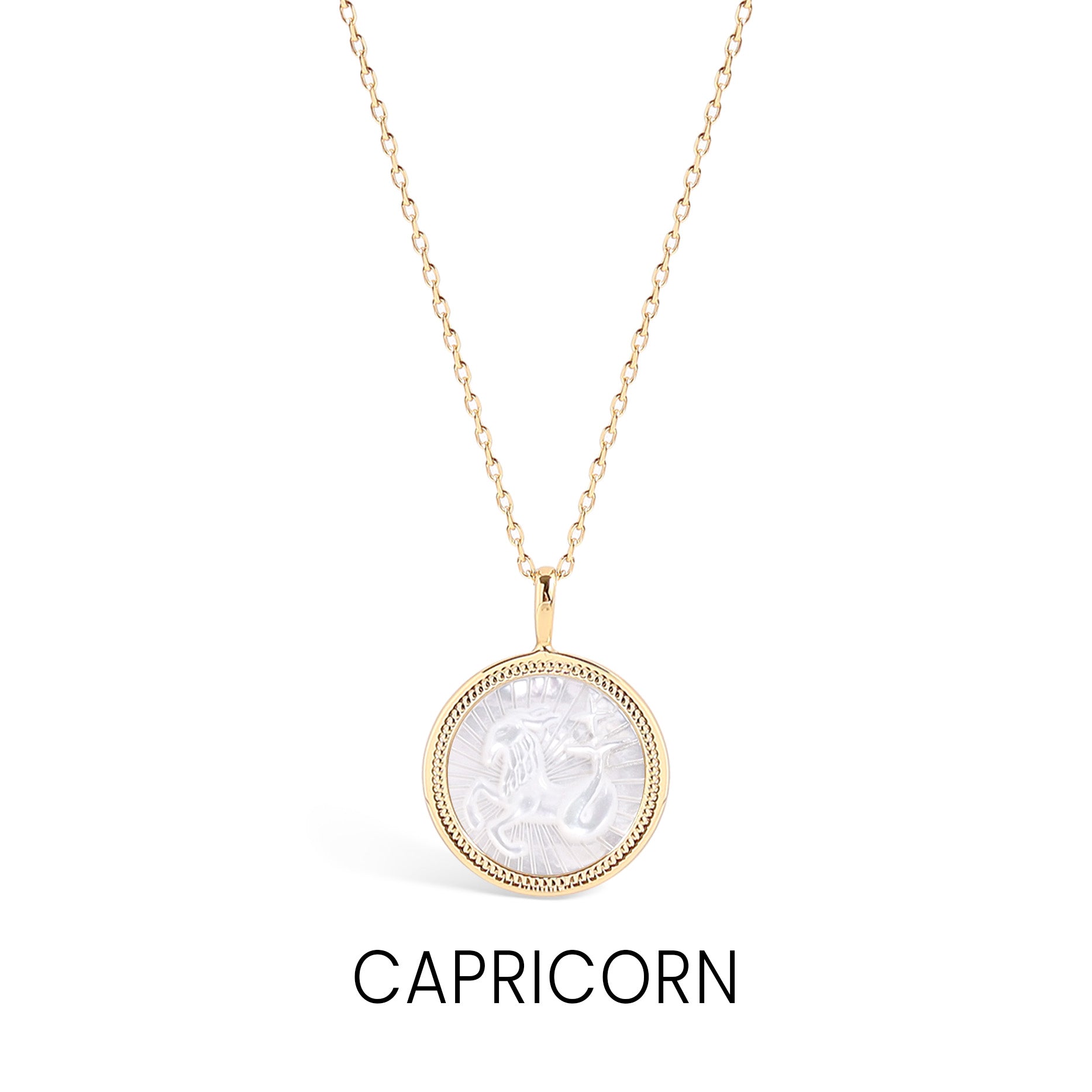 14K Gold Plated Sterling Silver Mother of Pearl Zodiac Pendant Necklace / SBB0354、mySite、dreamappss