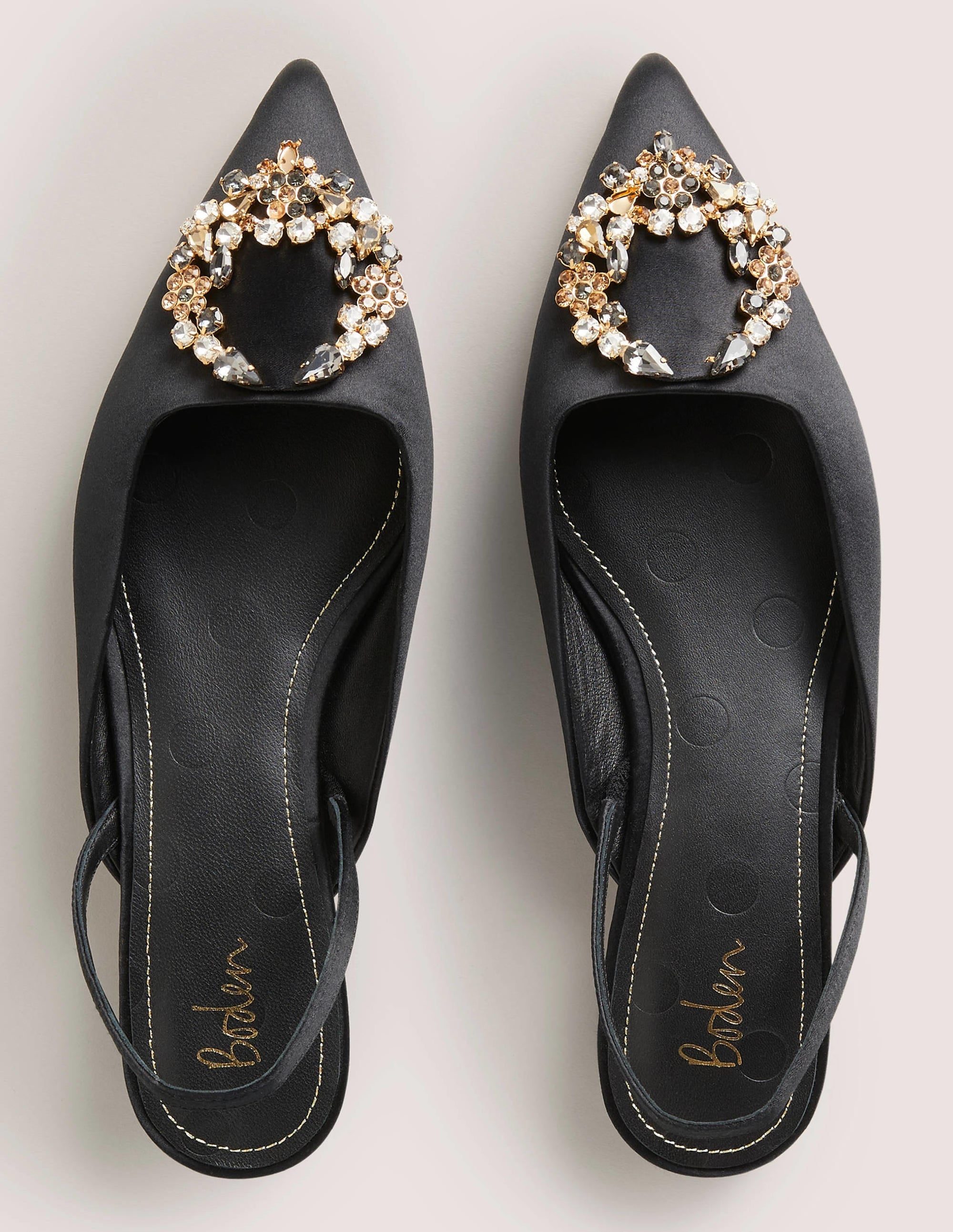  Embellished Satin Slingbacks-Black, Clear Jewels、mySite、ashleygrahame