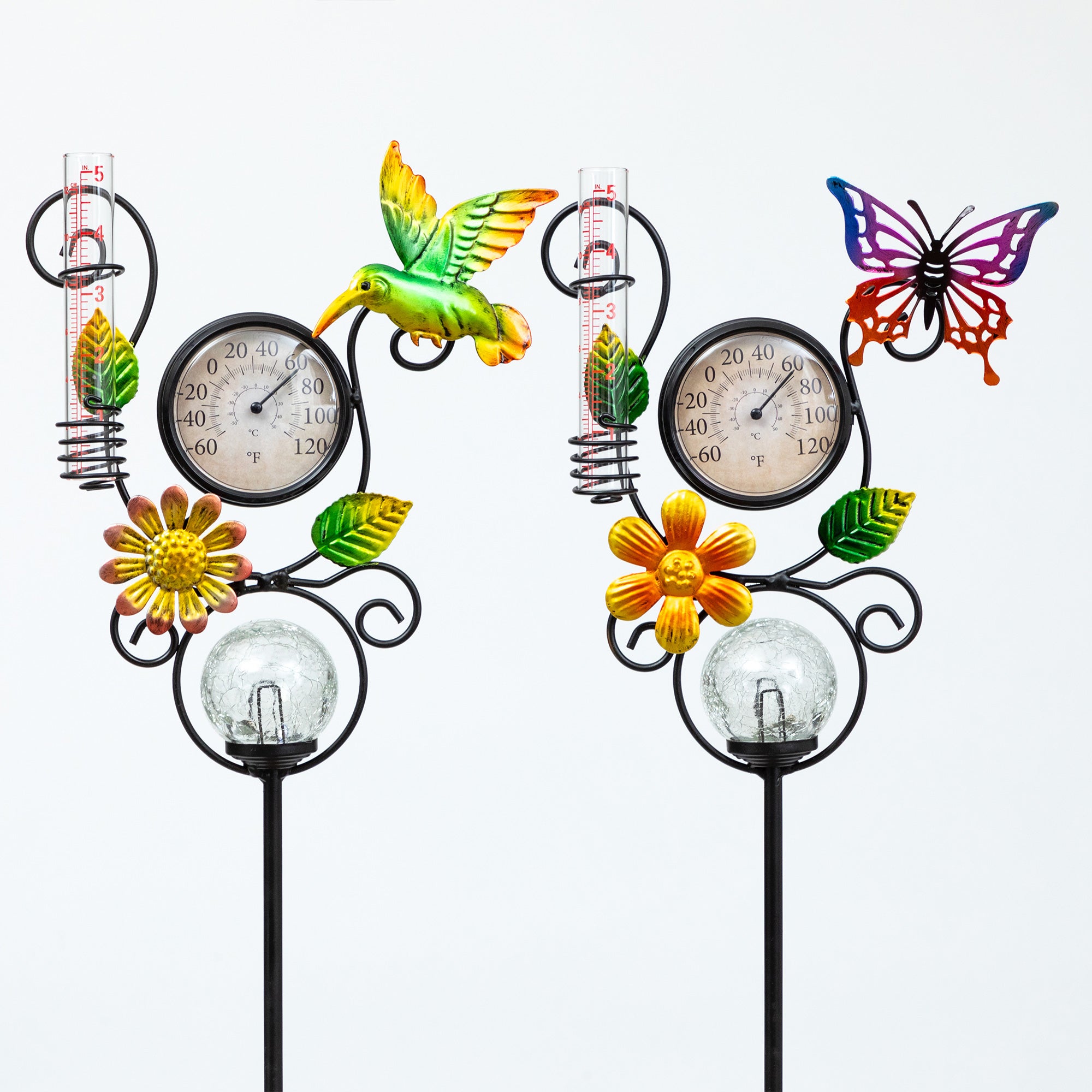 Harmony Rain Gauge Solar Thermometer Garden Stake、mySite、camillekostekn