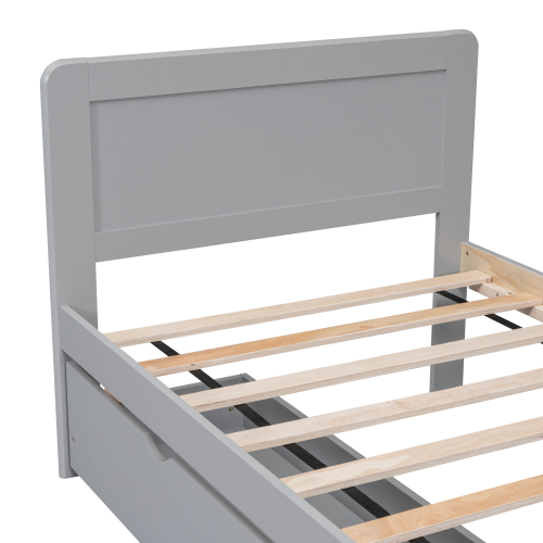 Modern Design Twin Size Platform Bed Frame with 2 Drawers for Grey Color、、xpatfood