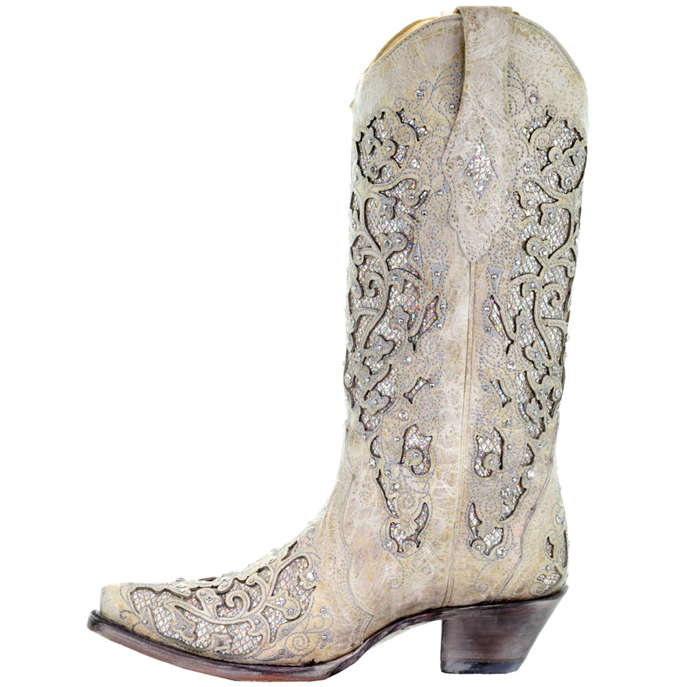 Glitter Tooled Inlay Snip Toe Cowboy Boots、mySite、gtrtttuynbv