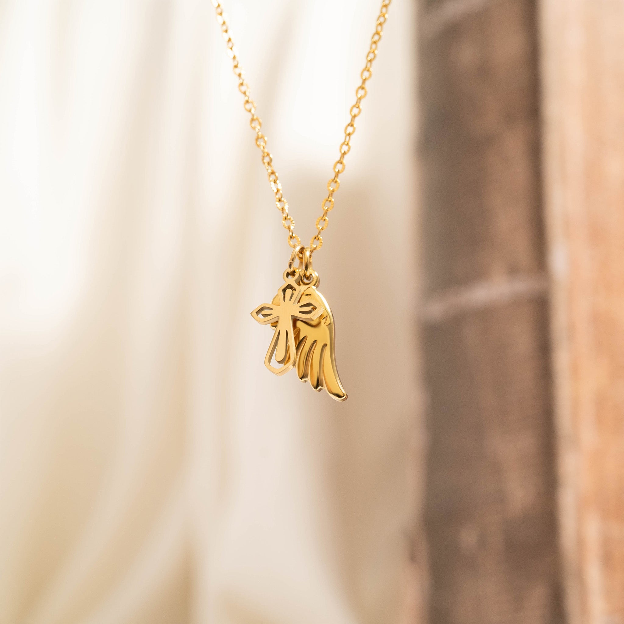 18K Gold PVD Stainless Steel Pointed Cross Charm / PDL0047、mySite、dreamappss