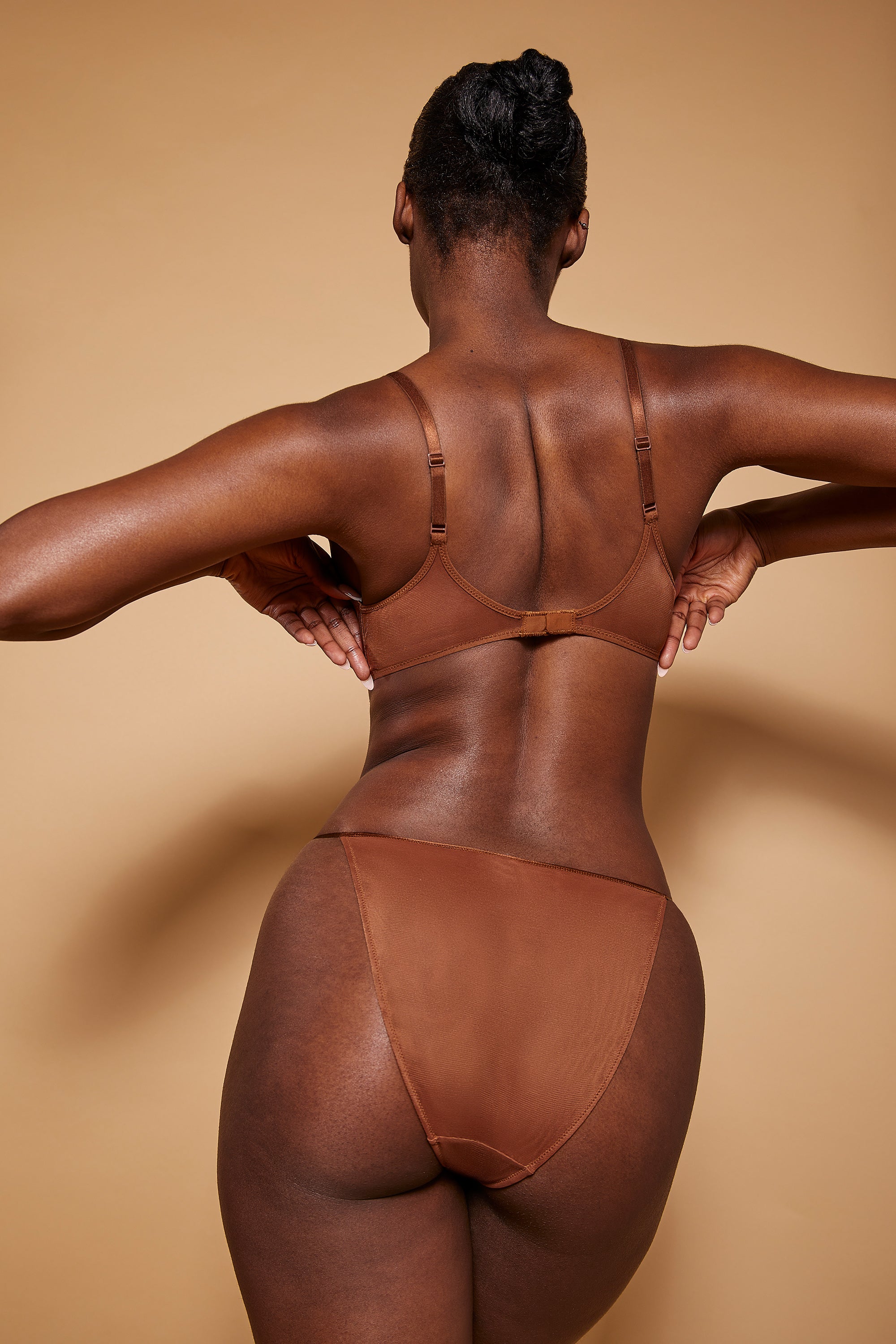 Soft Mesh Single Layer Triangle Bra in Chestnut、mySite、solidvoid