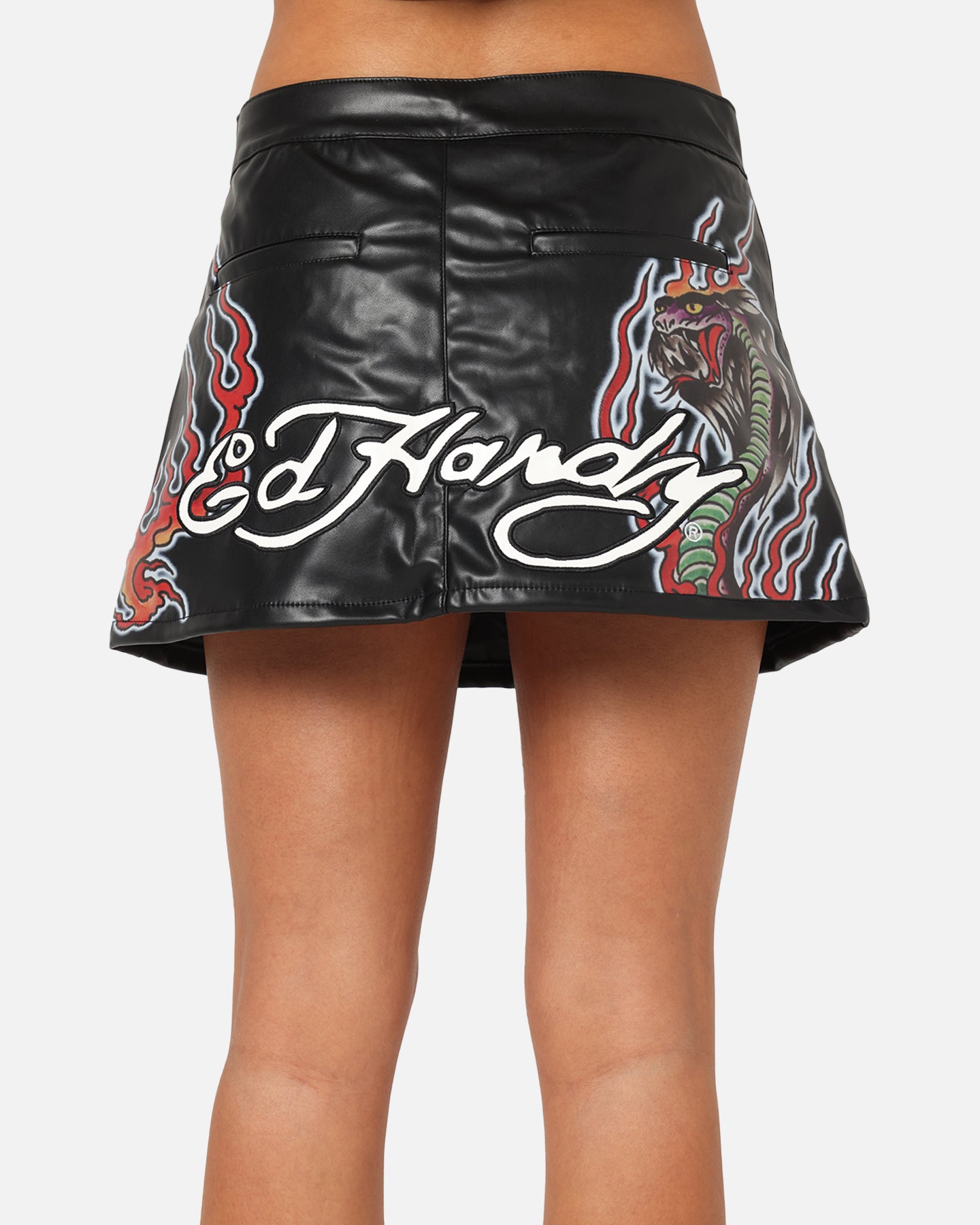 Ed Hardy Women's Vegan Leather Biker Mini Skirt Black、mySite、zt4zffjzw