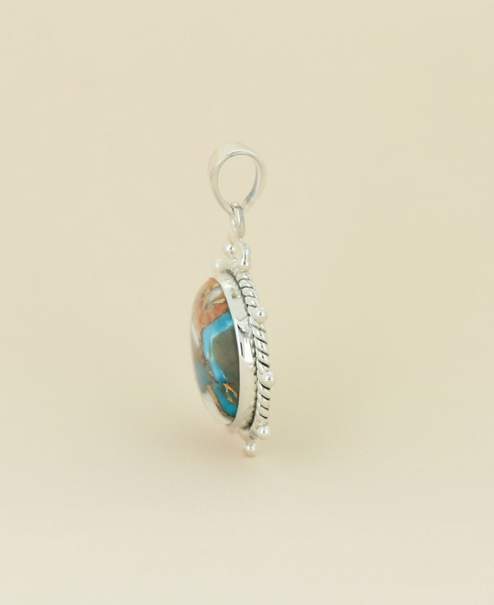 Turquoise Spiny Oyster Sterling Silver Wheel Pendant、mySite、topwebapps