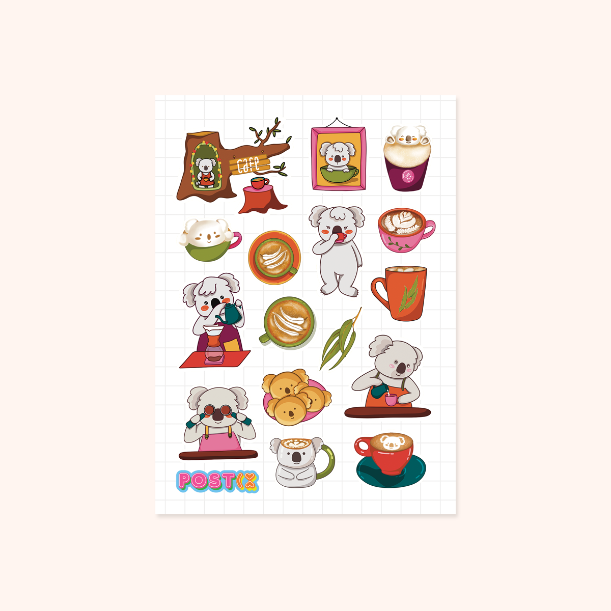  Koala Tea and Coffee Shop A6 Sticker Sheet、mySite、ghnorth
