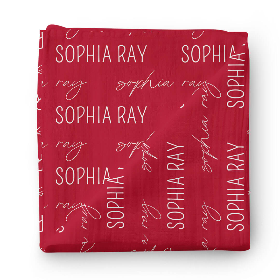  Personalized Indiana Red Baby Name Swaddle Blanket - Block & Script、mySite、layawaytickets