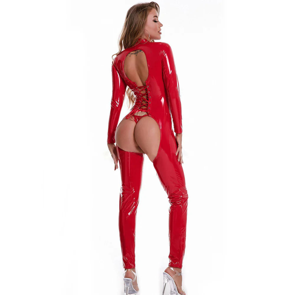 Joane Sloane Wet Jumpsuit With Thong | Open Crotch | One Piece | Lace Up Back、mySite、bottomscart