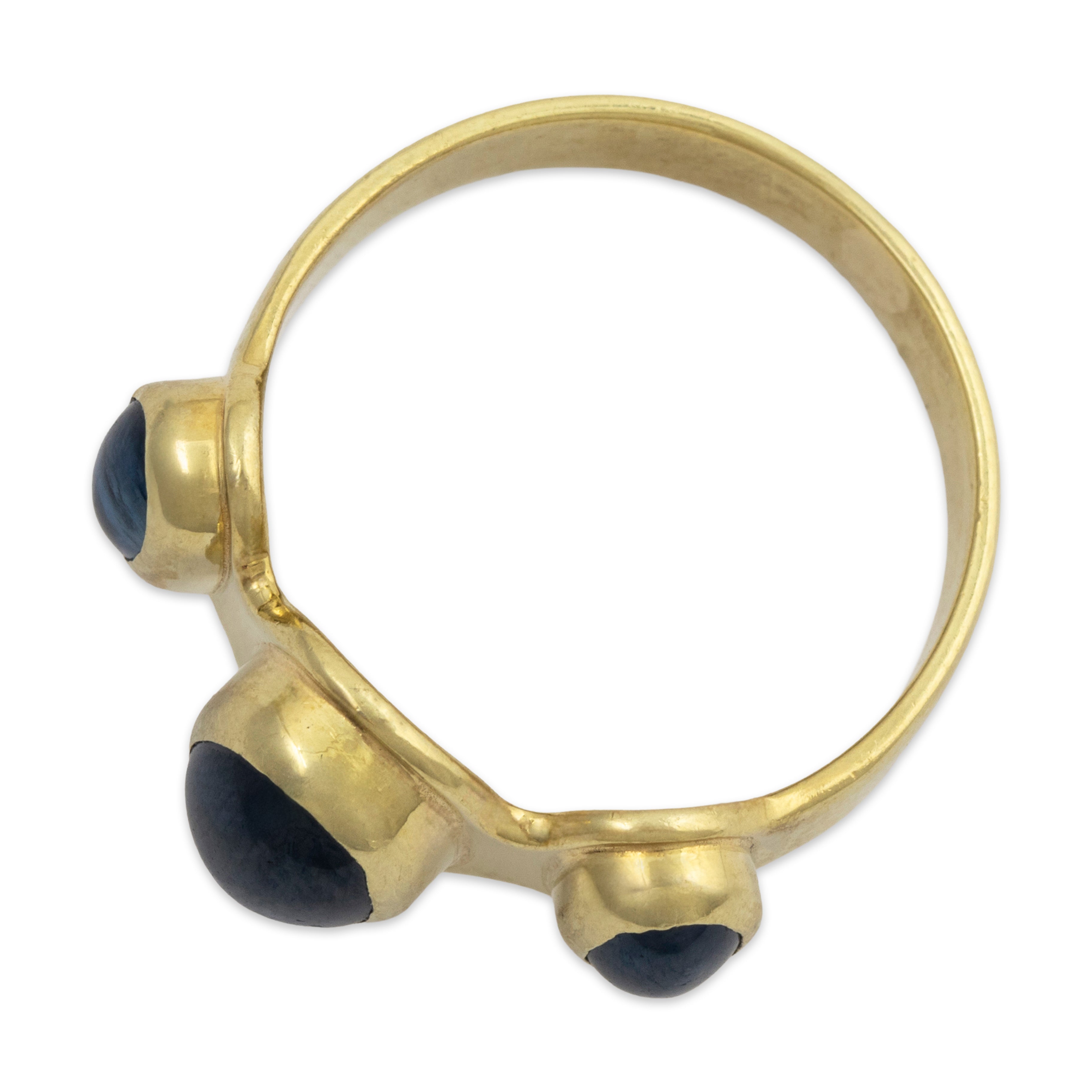 Vintage 18k Yellow Gold 2.5cttw Sapphire Trio of Blues Ring 5.75、mySite、hinf8tx79