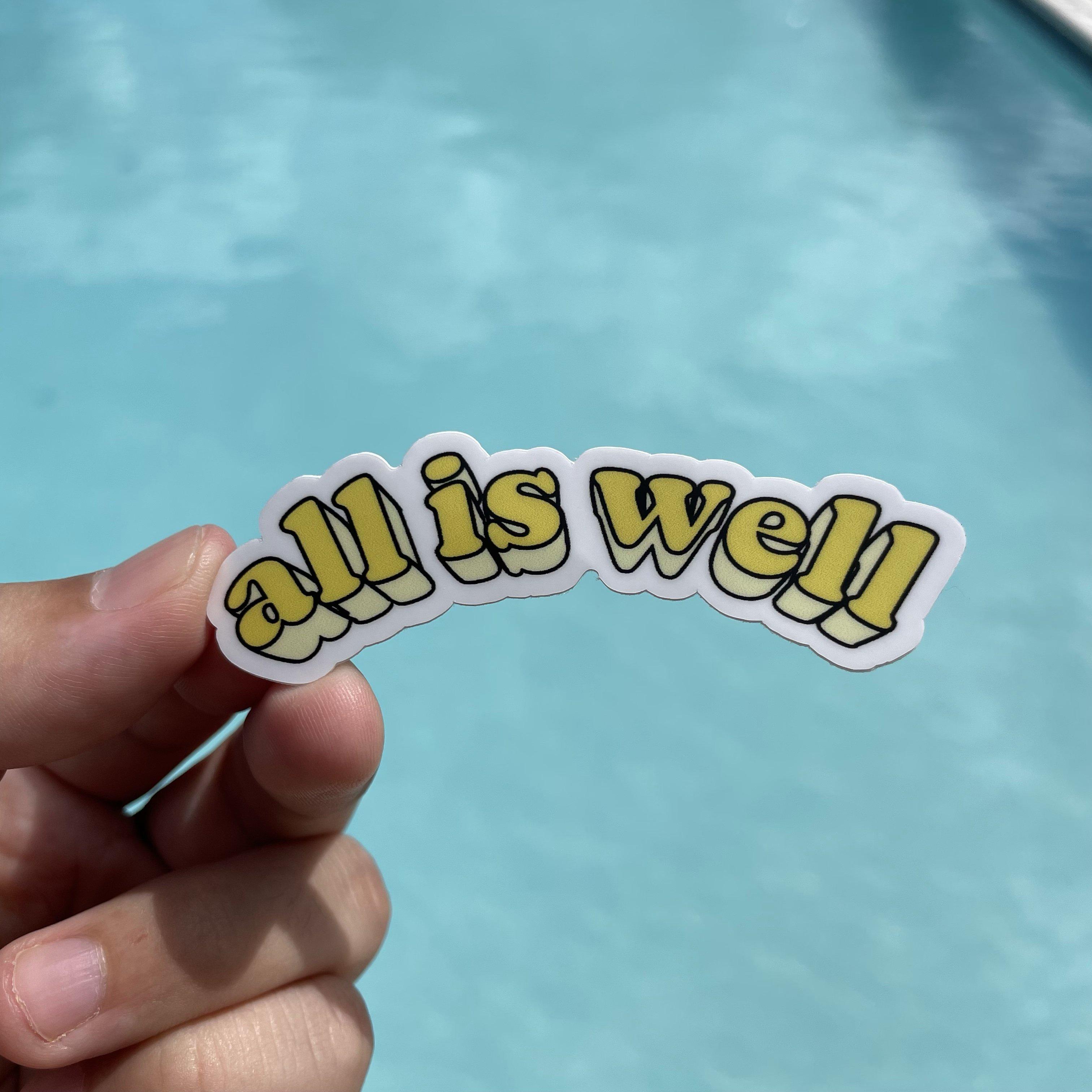  All is Well Yellow Curved Lettering Aesthetic Sticker、mySite、elrpsem3k