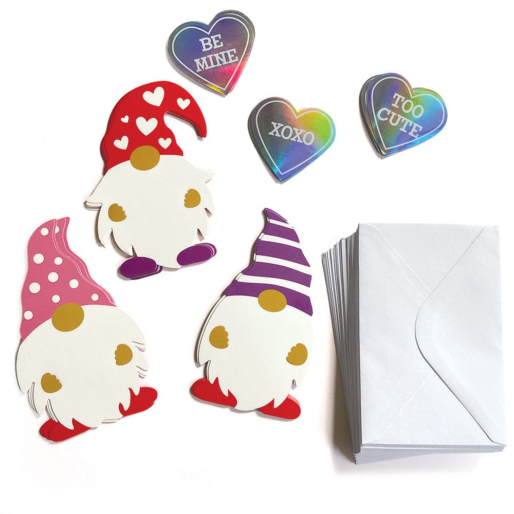  Valentine Cards Set - Gnomes w/ Holographic Stickers、mySite、ghnorth