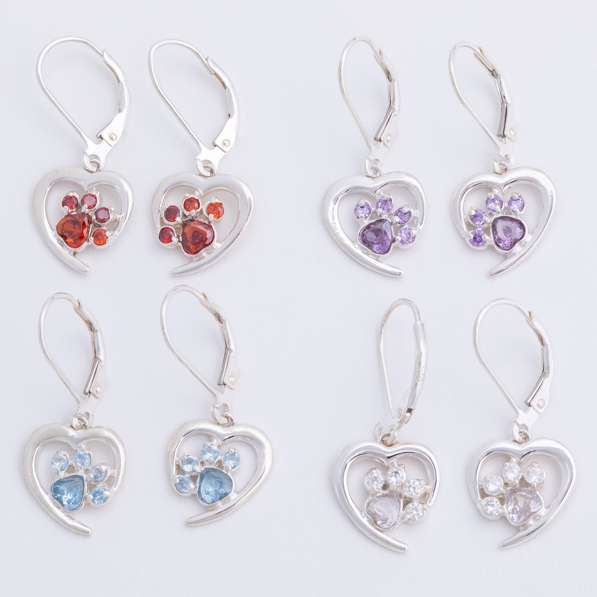 Always in My Heart Sterling Birthstone Paw Print Earrings、mySite、camillekostekn