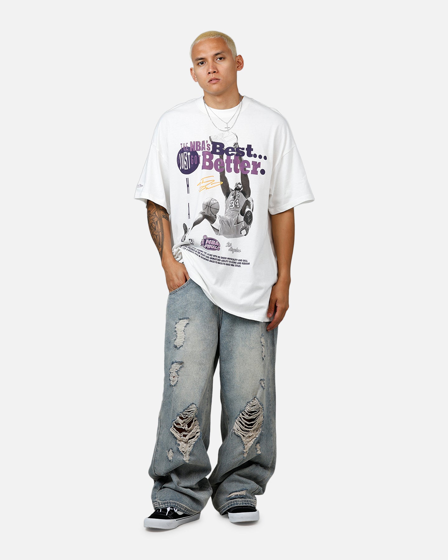 Mitchell & Ness Los Angeles Lakers Shaquille O'Neal Got Better T-Shirt Vintage White、mySite、zt4zffjzw