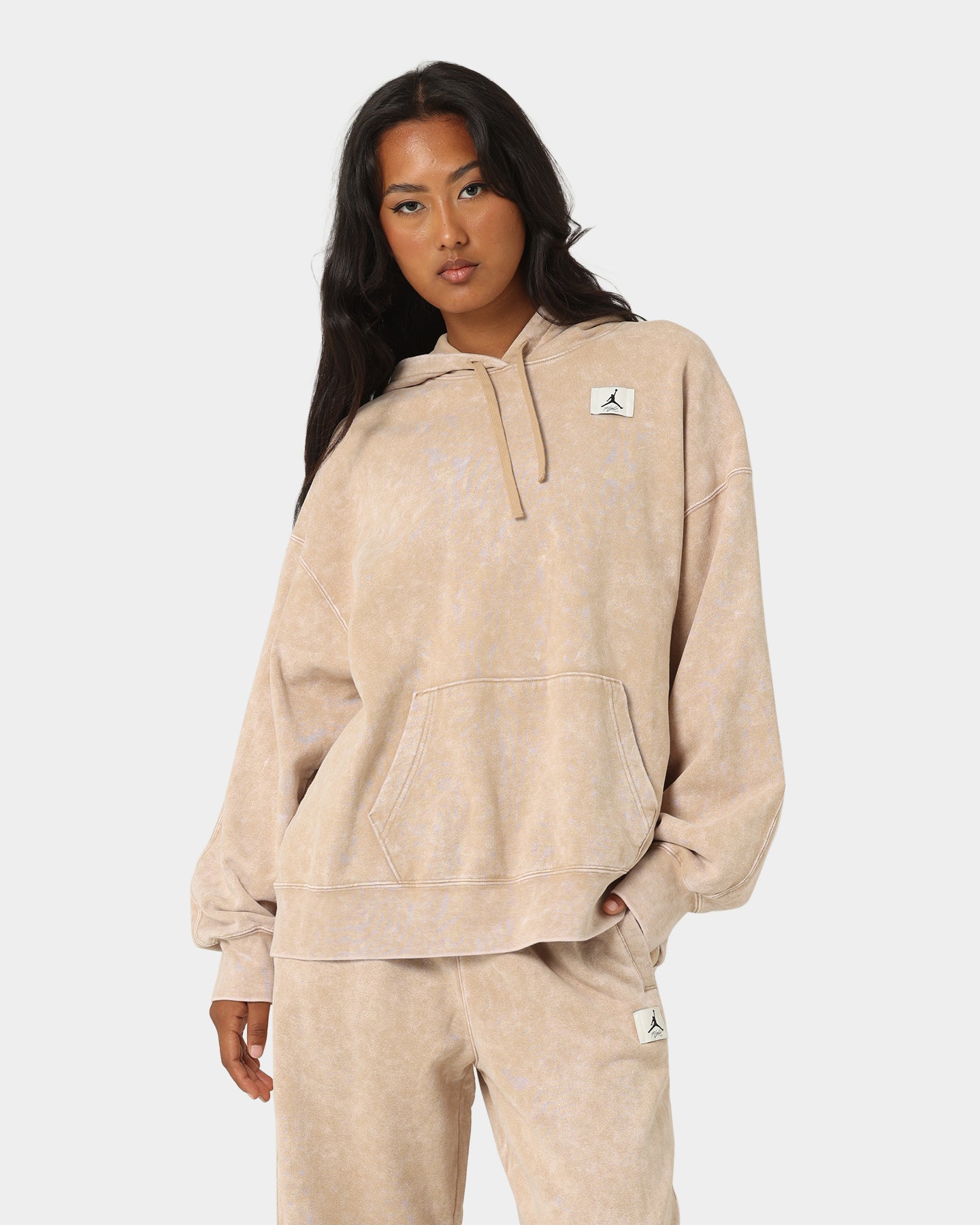 Jordan Women's Flight Fleece Washed Hoodie Desert、mySite、zt4zffjzw