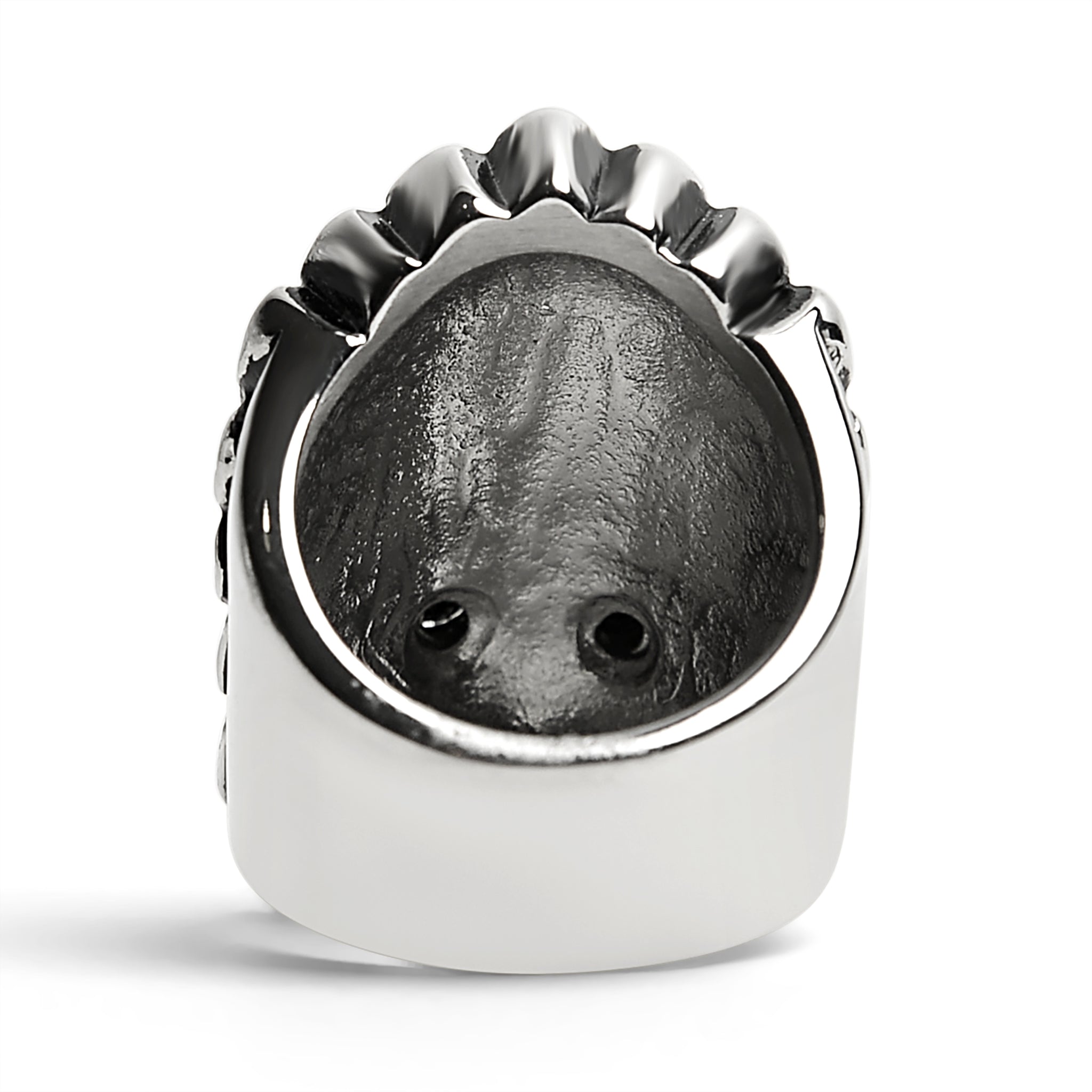 Stainless Steel Black CZ Eyed Native American Chief Skull Ring / SCR4011、mySite、dreamappss