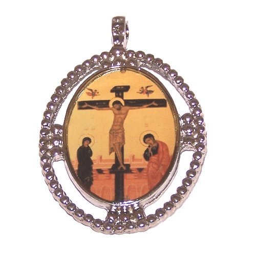 Crucifixion Icon - enamelled or resined pewter medal - Large ( 5 cm or 2 inches )、mySite、topwebapps