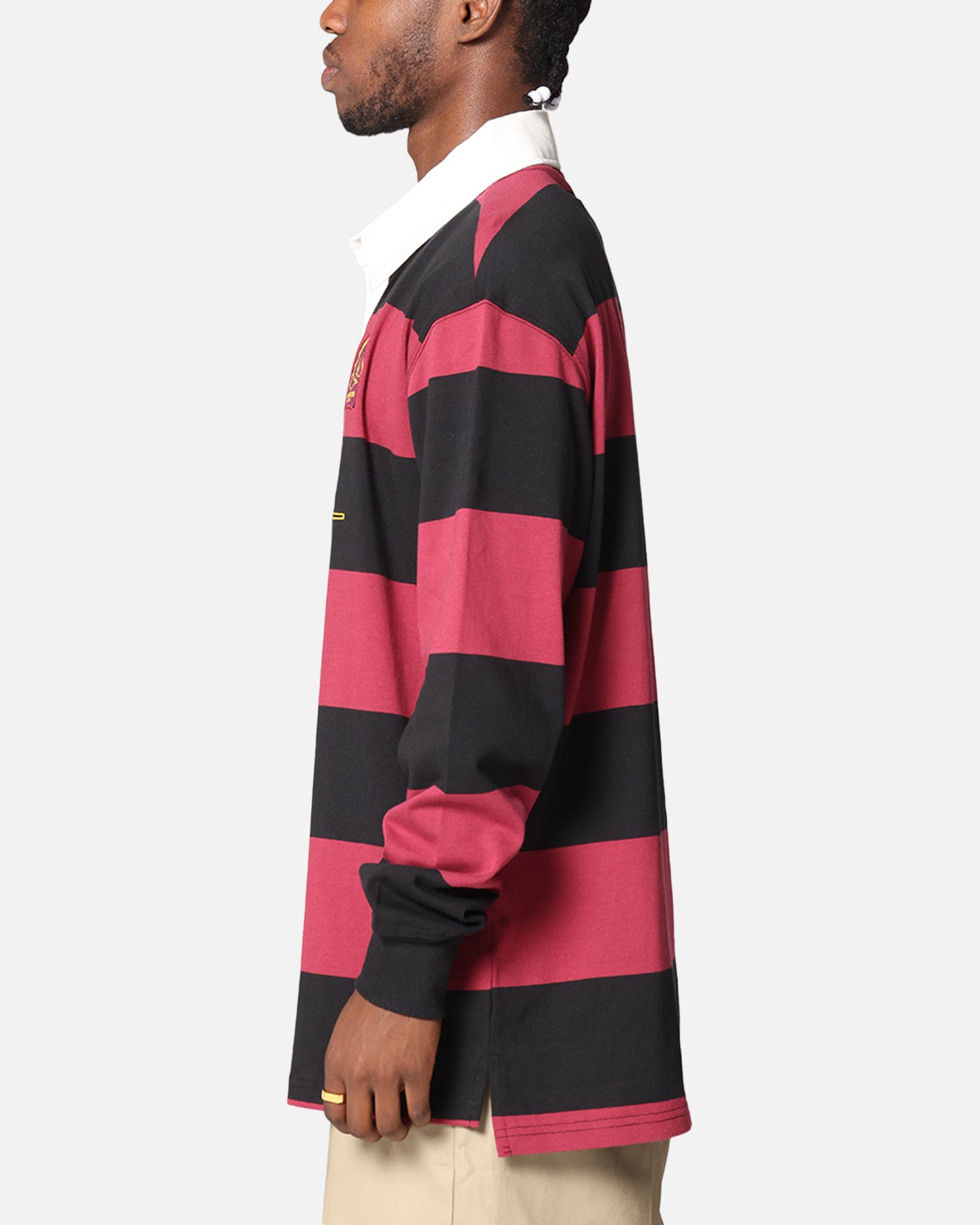 Bleacher Athletic Brisbane Broncos NRL Stripe Rugby Polo Shirt Official Team Colour、mySite、zt4zffjzw