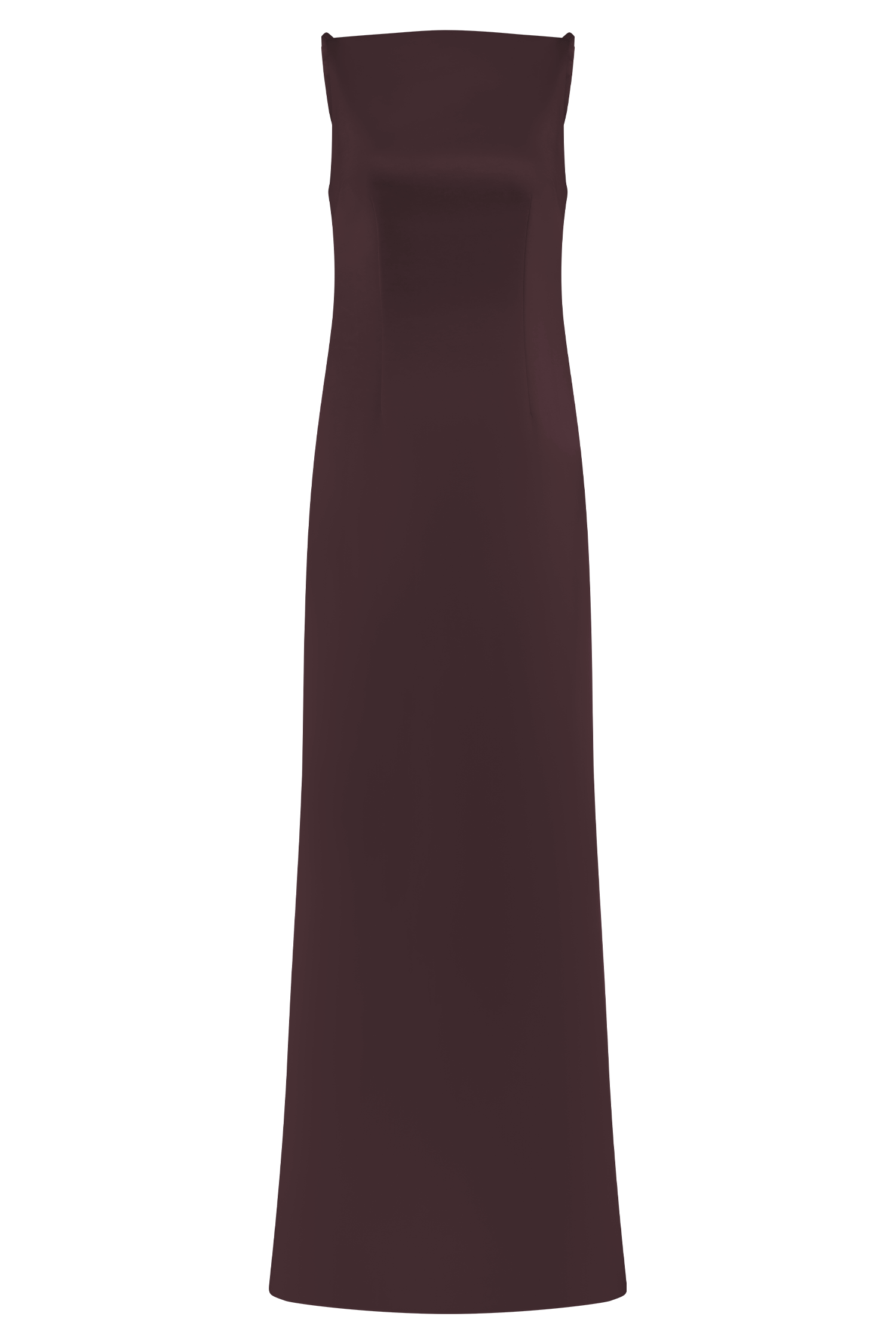 Violet Sleeveless Satin Maxi Dress - Dark Chocolate、mySite、solidvoid
