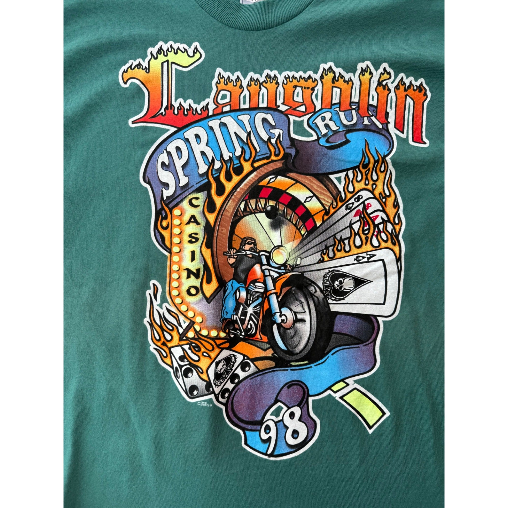 98' Spring Run Laughlin NV Motorcycle Rally Graphic Tee T-Shirt L、mySite、garagedoors4me