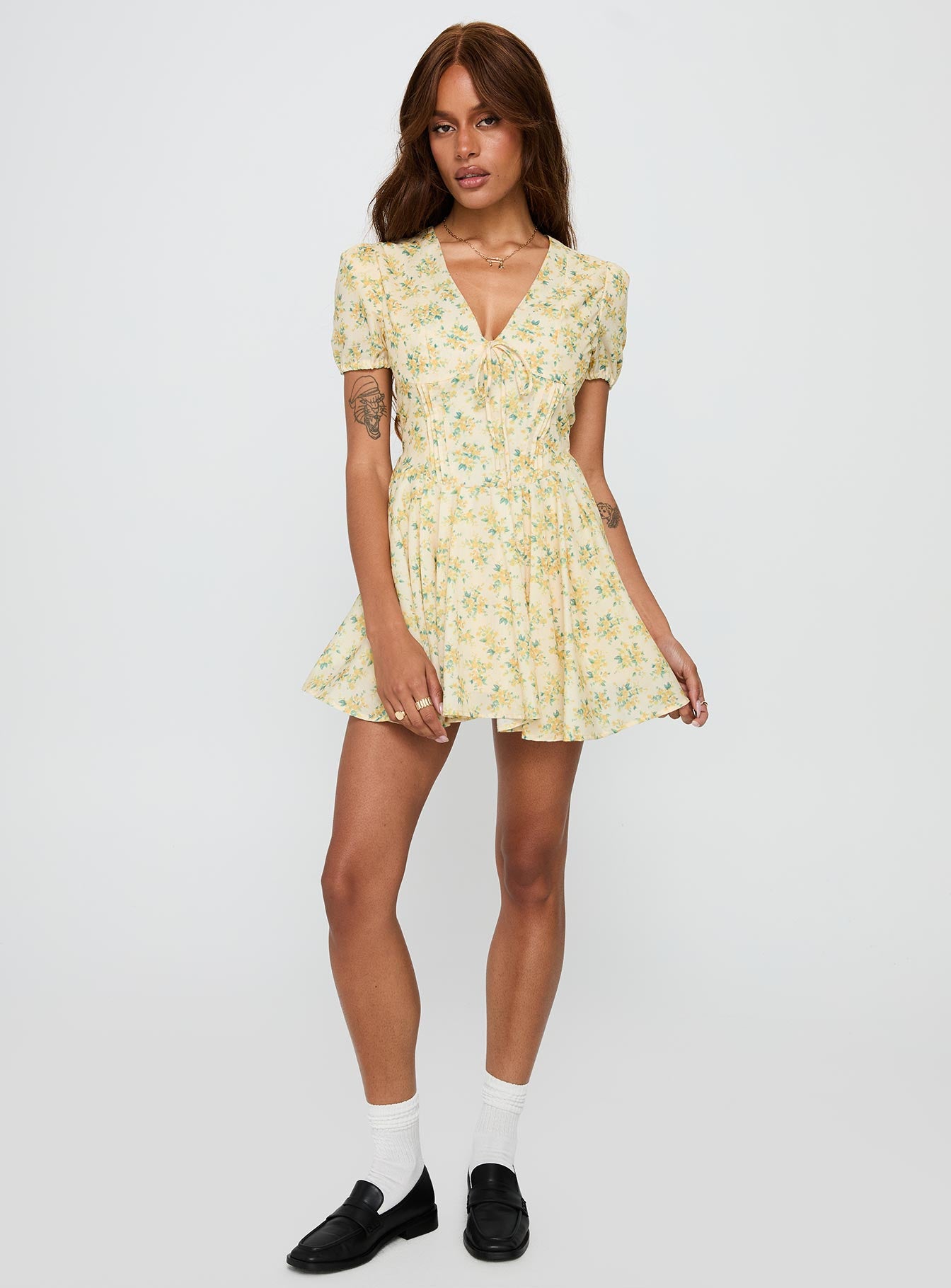 Ethelyn Mini Dress Yellow Floral、mySite、solidvoid