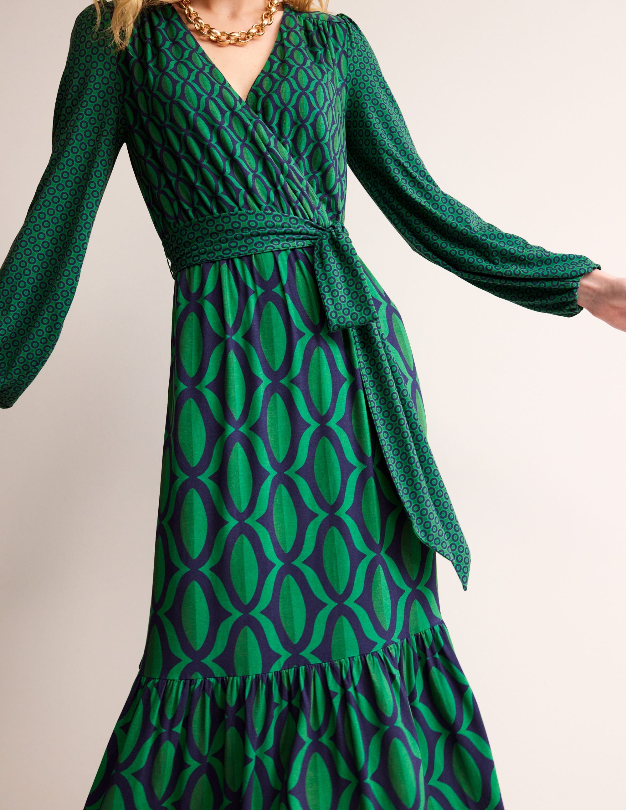  Jersey Maxi Wrap Dress-Veridian Green, Geo Valley、mySite、ashleygrahame