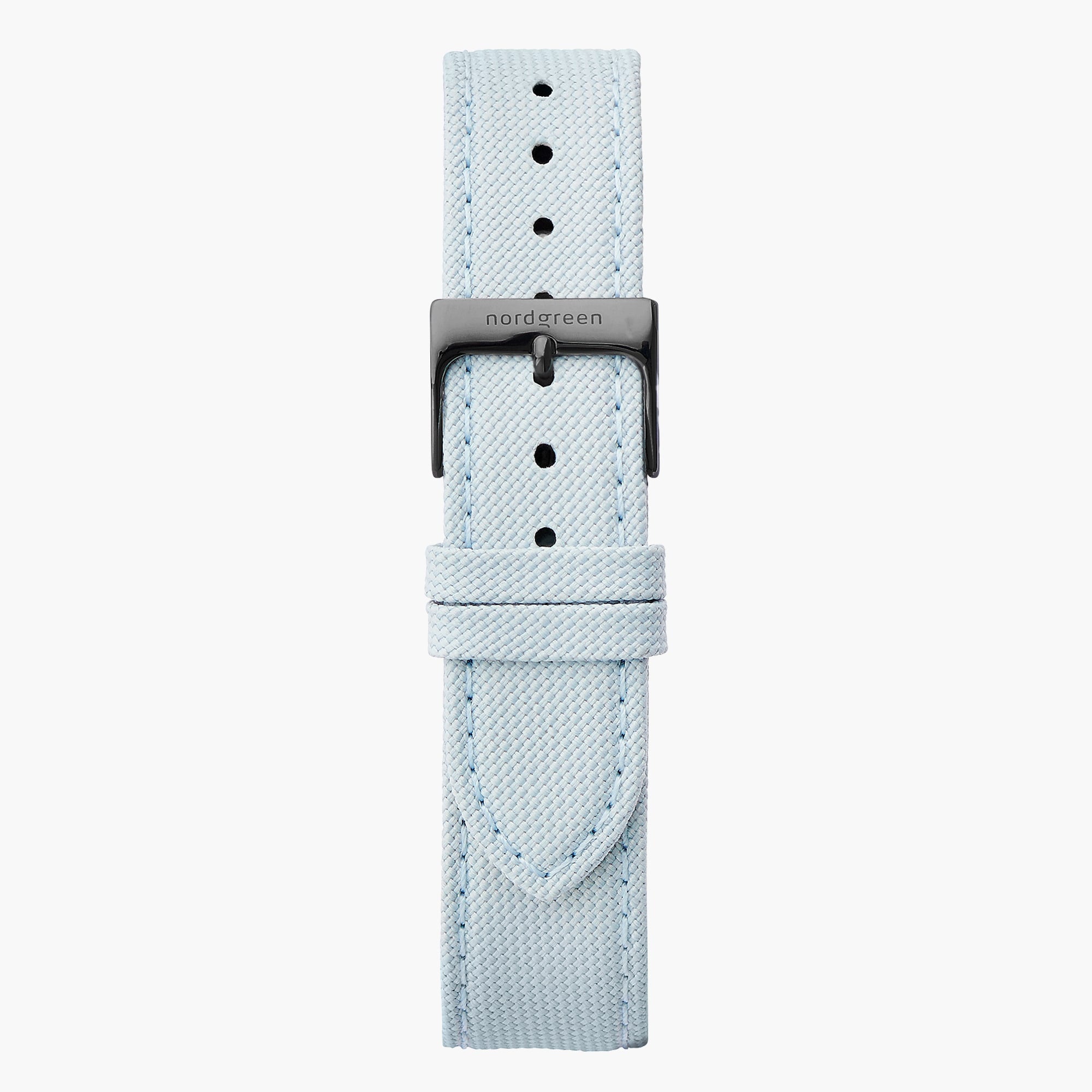  Light Blue Recycled Polyester Strap - Gun Metal - 36mm
