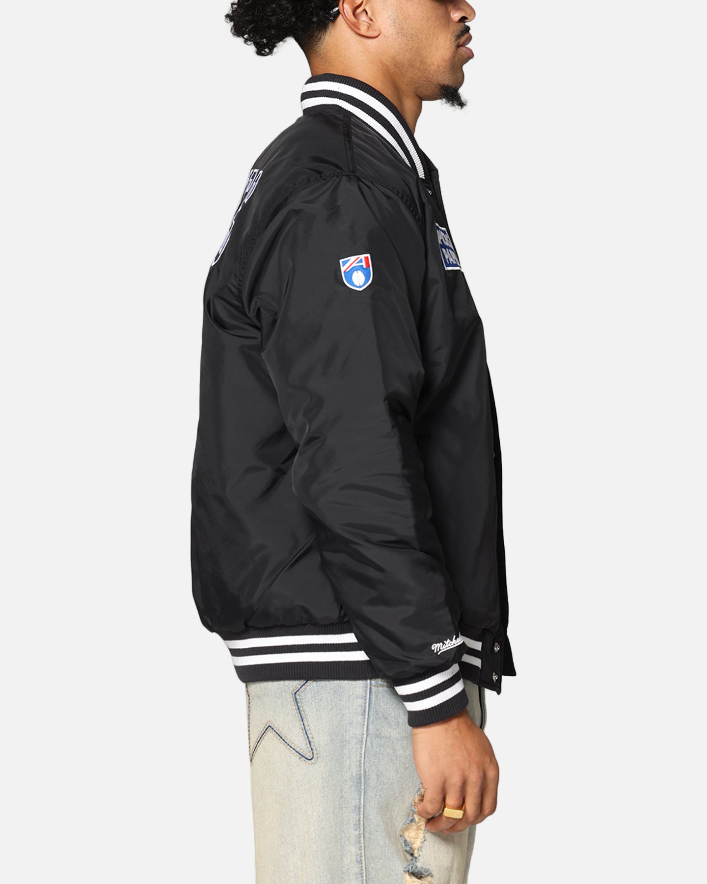 Mitchell & Ness Collingwood Magpies Team Bomber Jacket Solid Black、mySite、zt4zffjzw