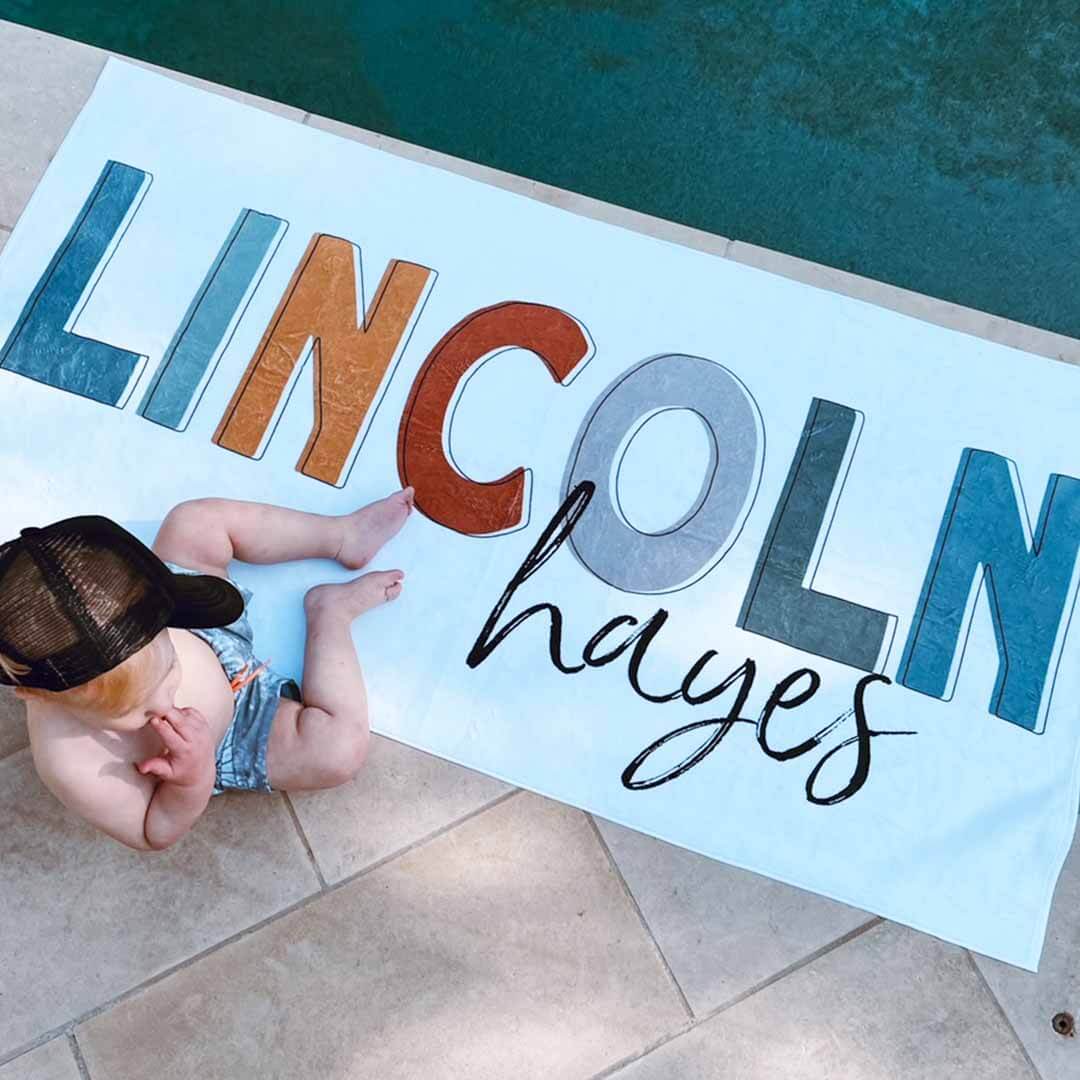  Earthy Neutrals Color Block Personalized Kids Beach Towel、mySite、layawaytickets