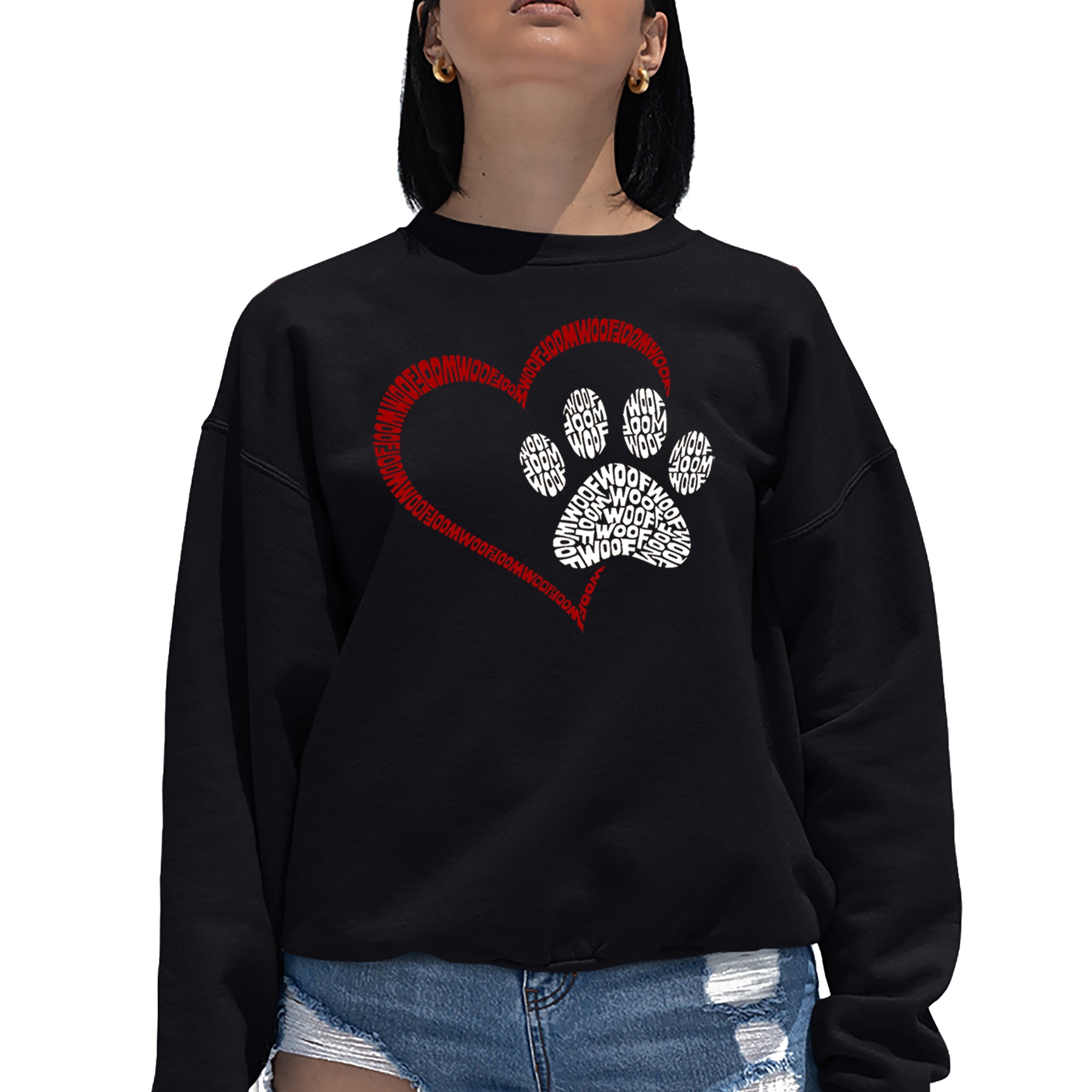 Paw Heart - Women's Word Art Crewneck Sweatshirt、mySite、camillekostekn