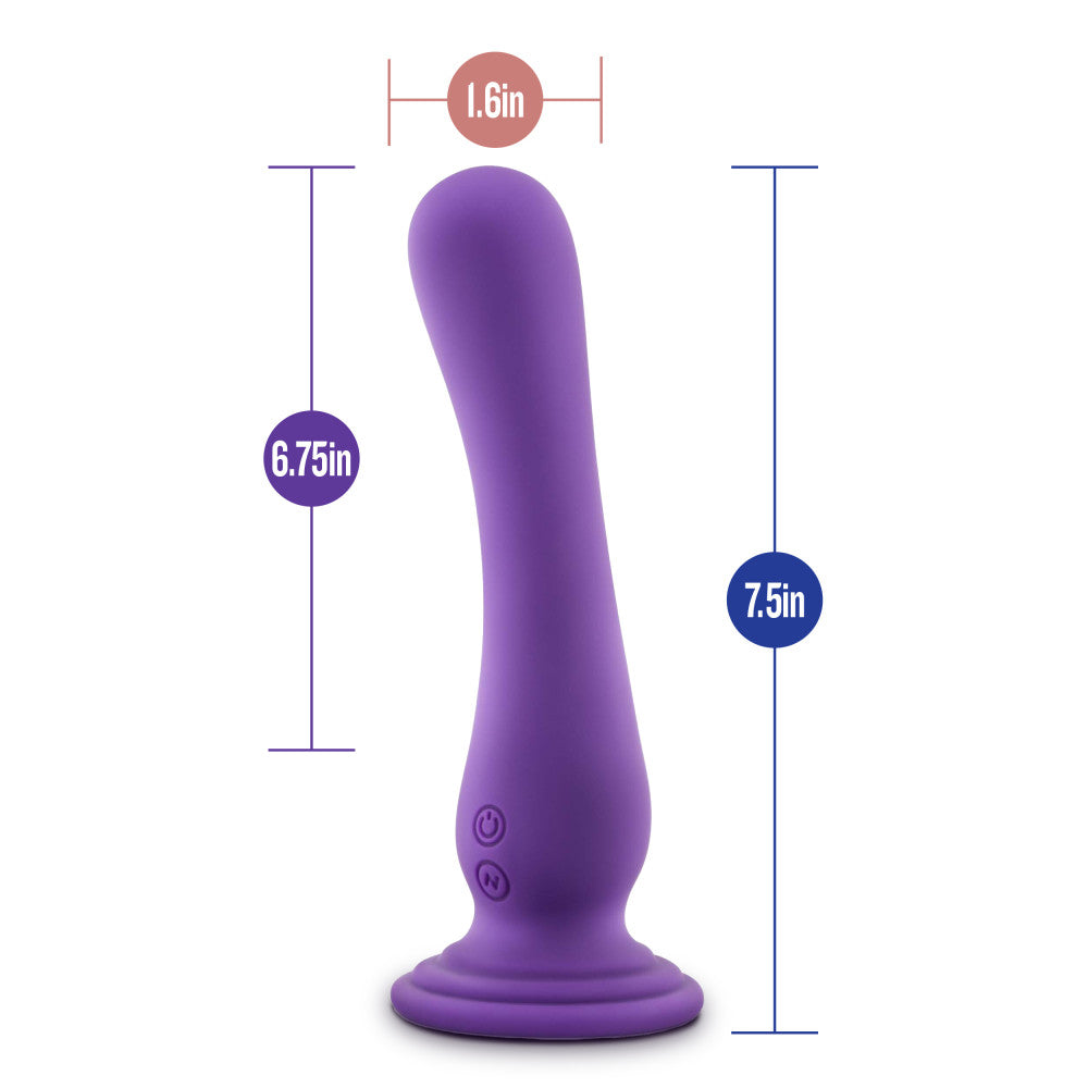Impressions By Blush® | Ibiza Curved G-Spot Plum 7.75-Inch Long Rechargeable Vibrating Dildo With Suction Cup Base、mySite、bottomscart