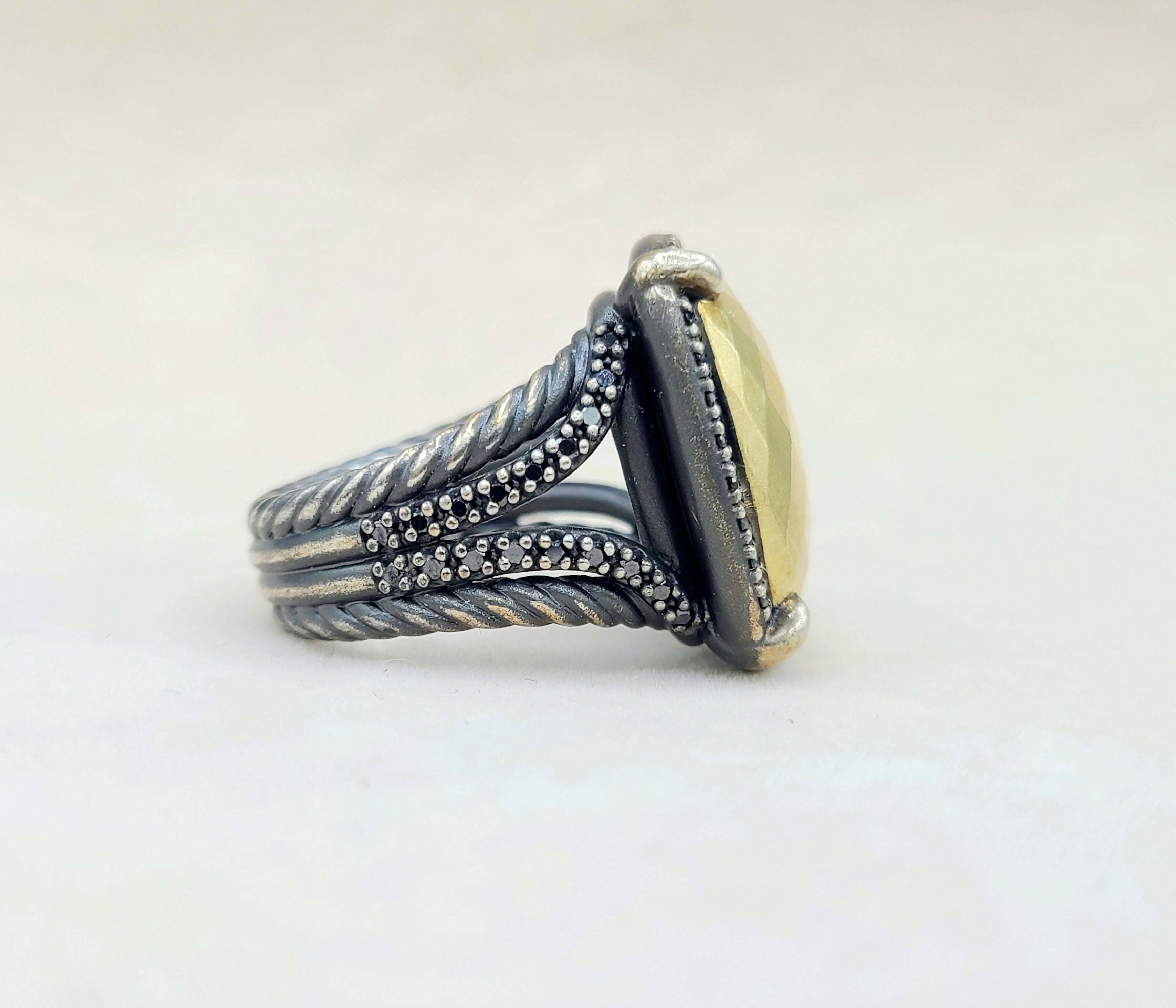 David Yurman Chatelaine Oblong Ring Black Diamonds & Gold、mySite、hinf8tx79