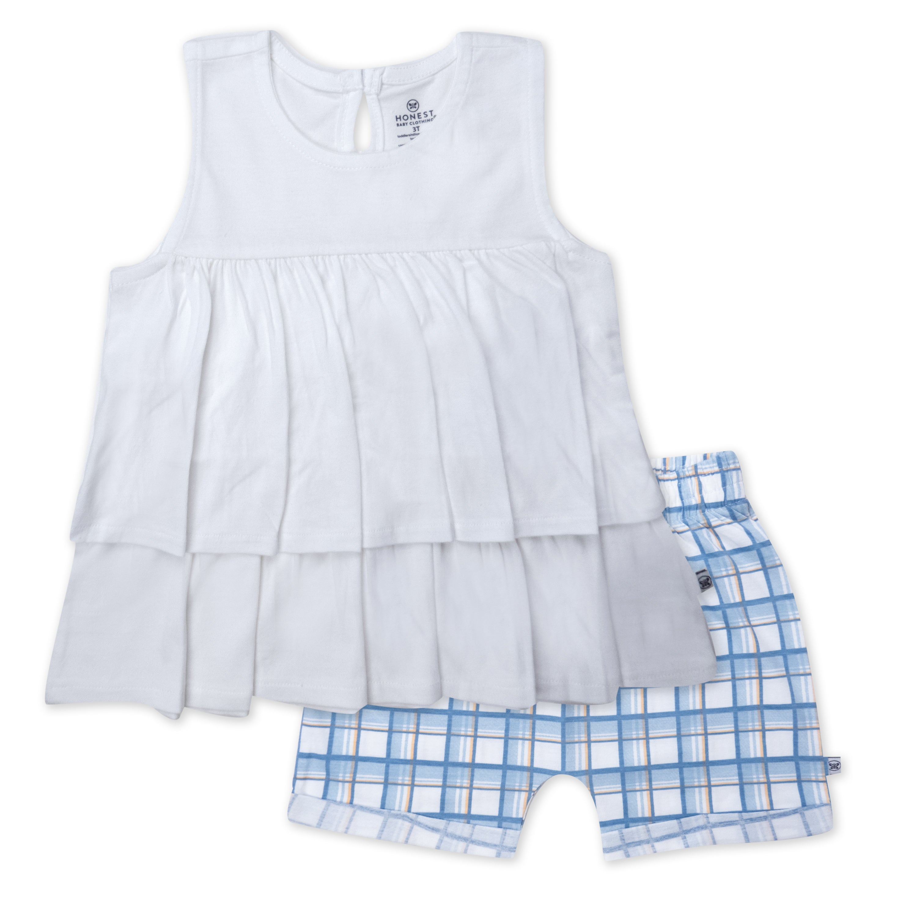  Toddler 2-Piece Ruffle Layered Shirt and Cuffed Short Set、mySite、layawaytickets