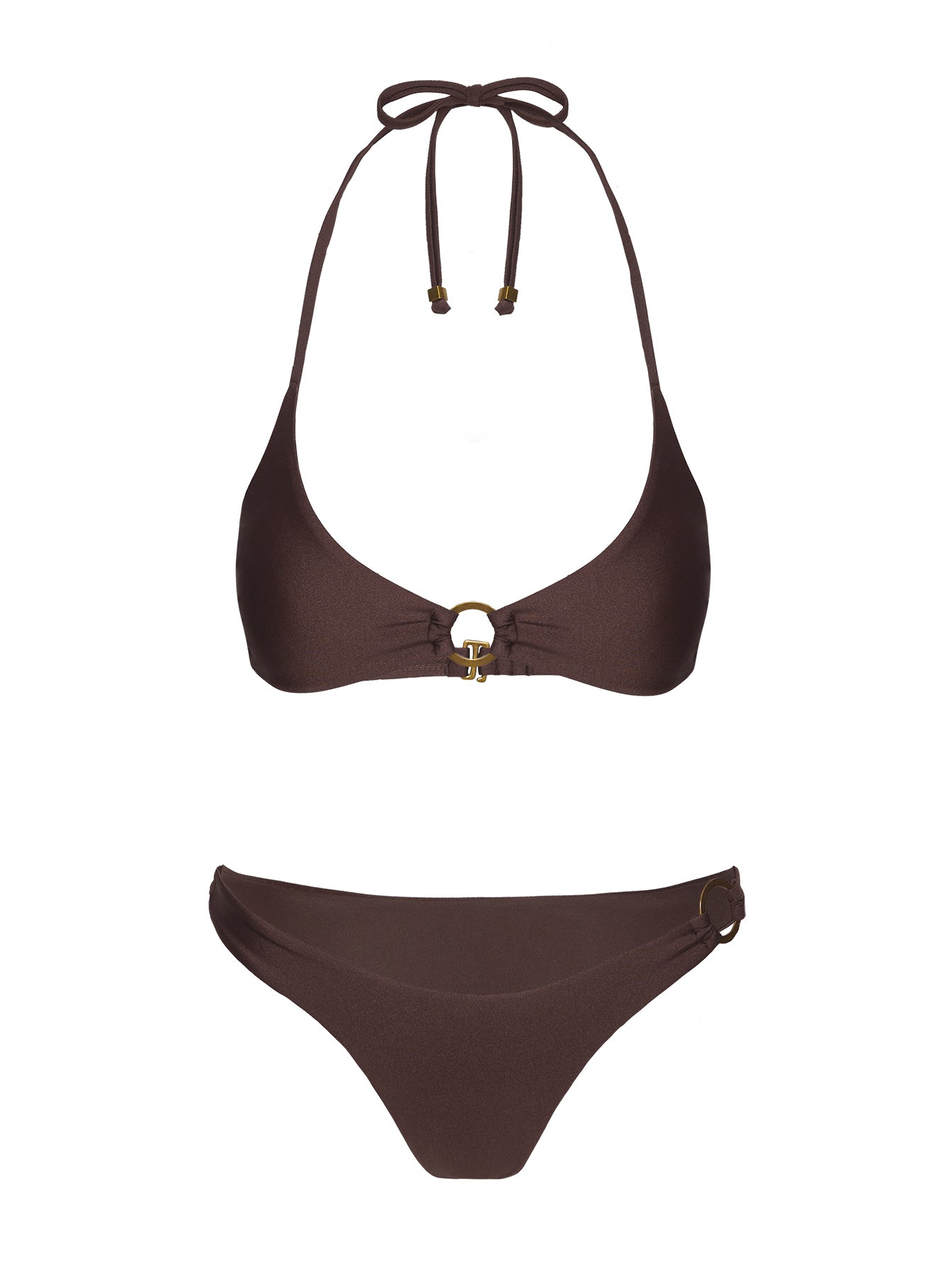 Athia Halter Shine Bikini Top Brown、mySite、solidvoid